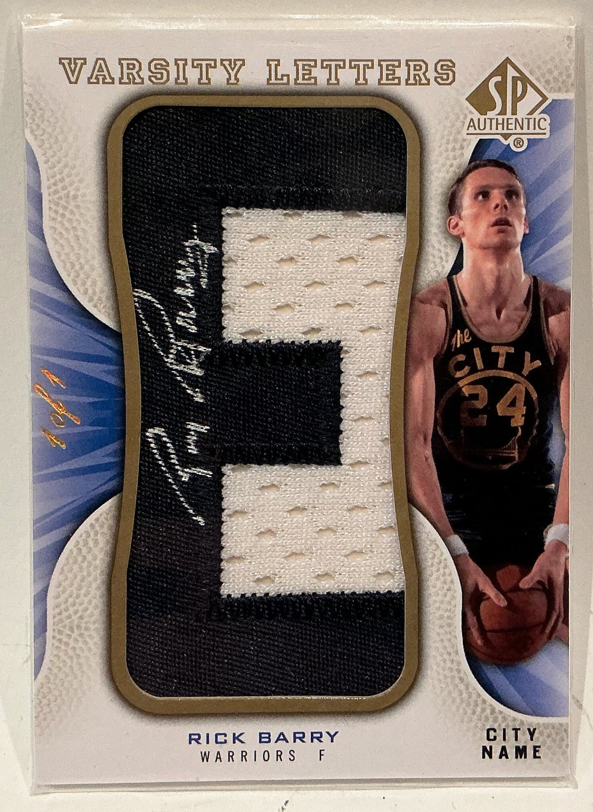 Rick Barry 2008-09 SP Authentic Varsity Letters City Name Autograph Patch 1/1 — Warriors