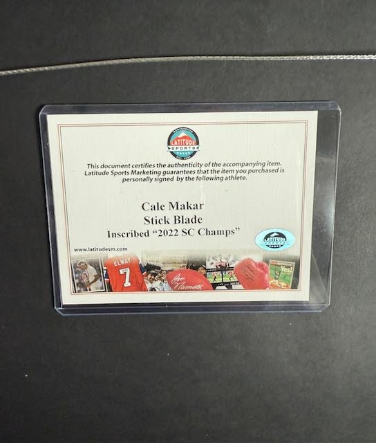 Cale Makar Autographed Stick Blade Inscribed "2022 SC Champs" Lighted Shadowbox Fanatics COA