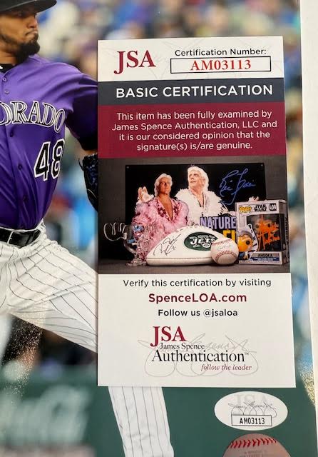 Germán Márquez Autographed/Inscribed Colorado Rockies 8x10 Photo JSA COA - Latitude Sports Marketing