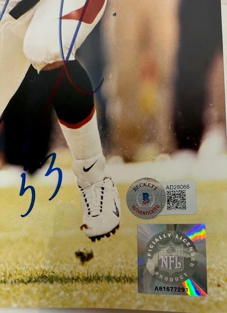 Bill Romanowski Autographed Denver Broncos Navy Jersey 8x10 Photo BAS COA