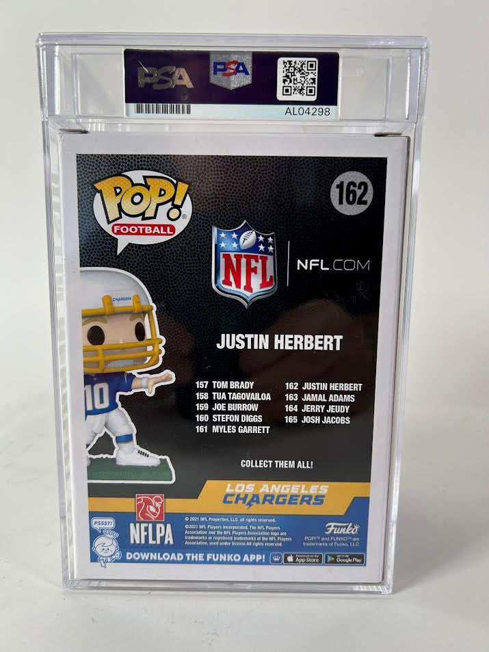 Justin Herbert Autographed LA Chargers Funko POP! Figure PSA Autograph GEM MT 10