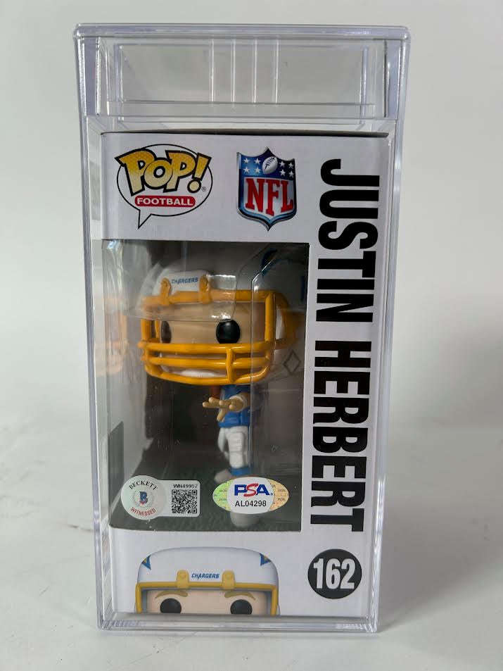 Justin Herbert Autographed LA Chargers Funko POP! Figure PSA Autograph GEM MT 10