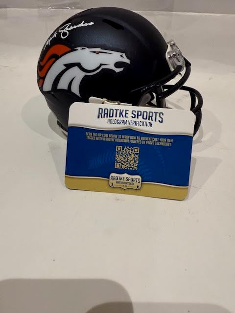 Mike Shanahan Autographed Denver Broncos Navy Mini Helmet - Latitude Sports Marketing