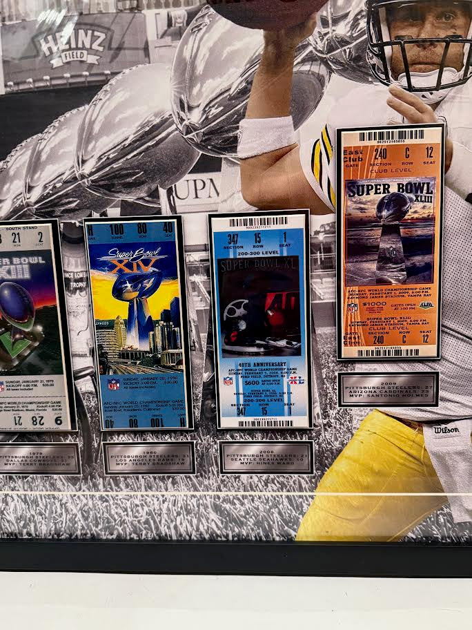 Pittsburgh Steelers 6-Time Super Bowl Champions Replica Ticket Collage 32"Wx24"H - Latitude Sports Marketing