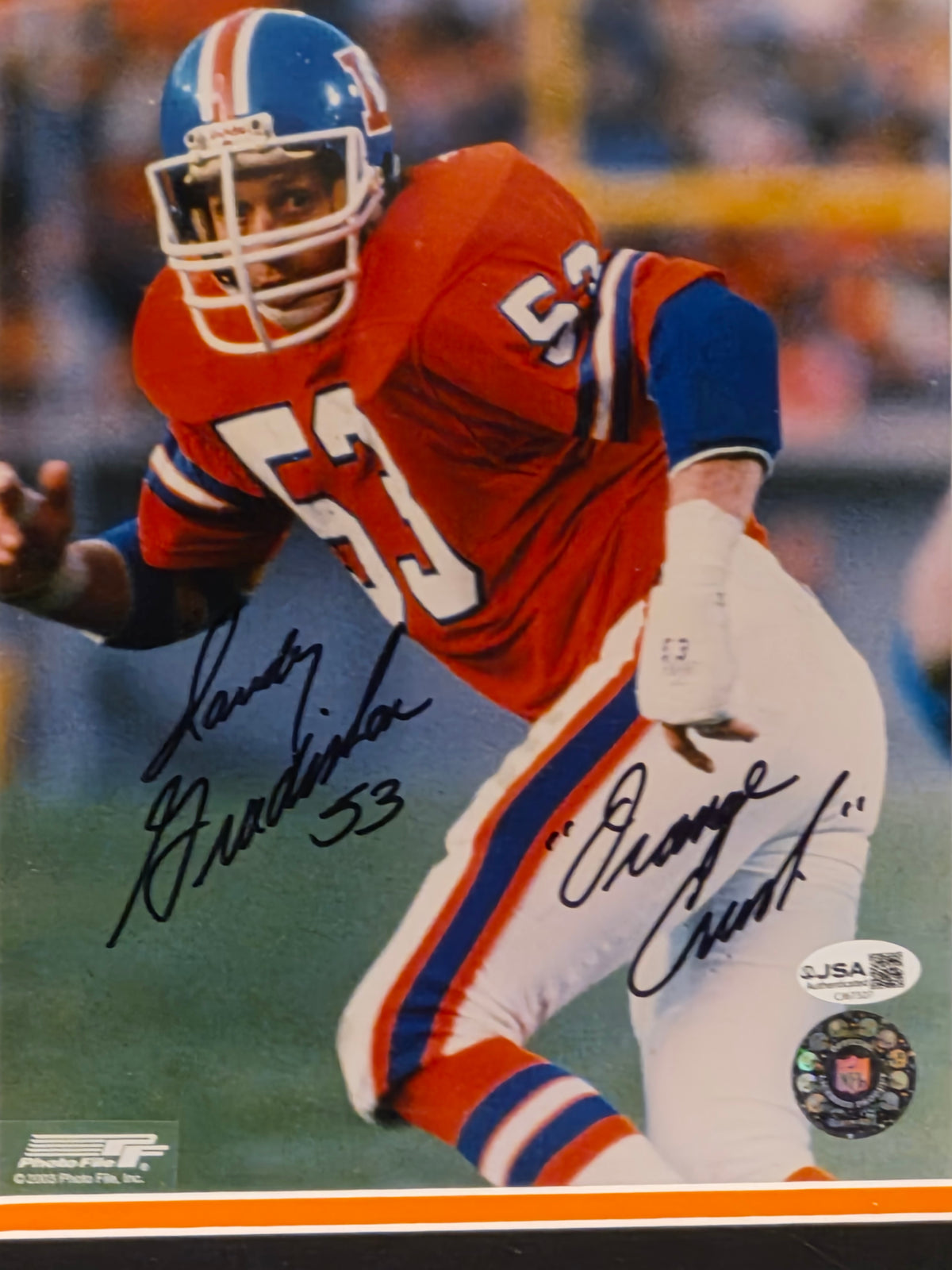 Randy Gradishar Autographed 8inx10in Framed Photo - JSA Authenticated
