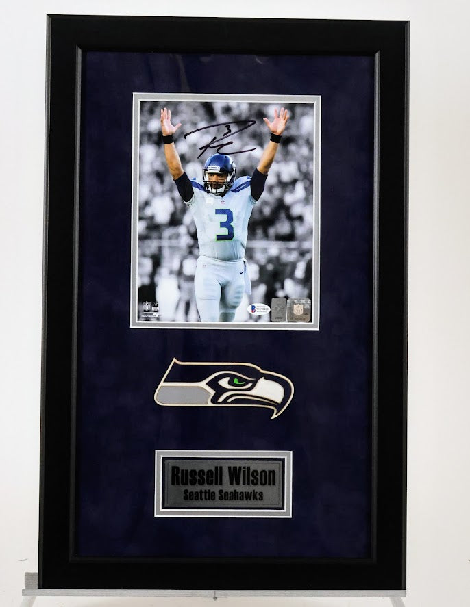 Russell Wilson Seattle Seahawks Autographed 8"x10" Framed Photo - Latitude Sports Marketing