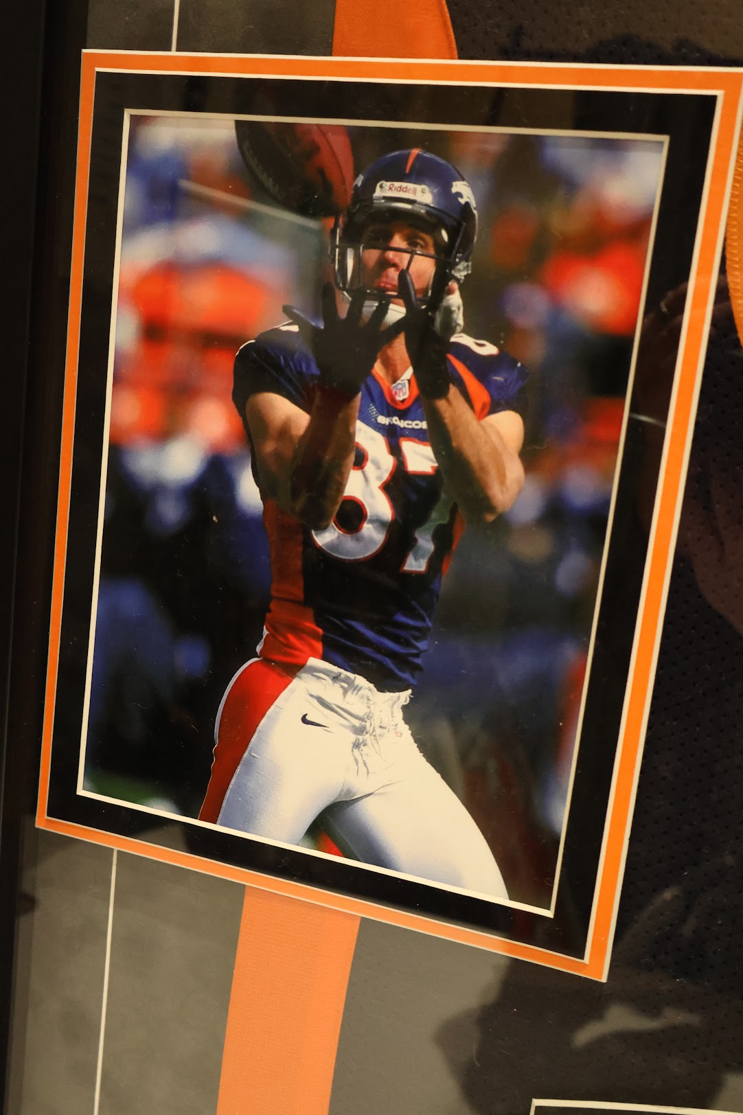 Ed McCaffrey Autographed Denver Broncos Navy Custom Jersey Deluxe Framed Beckett COA
