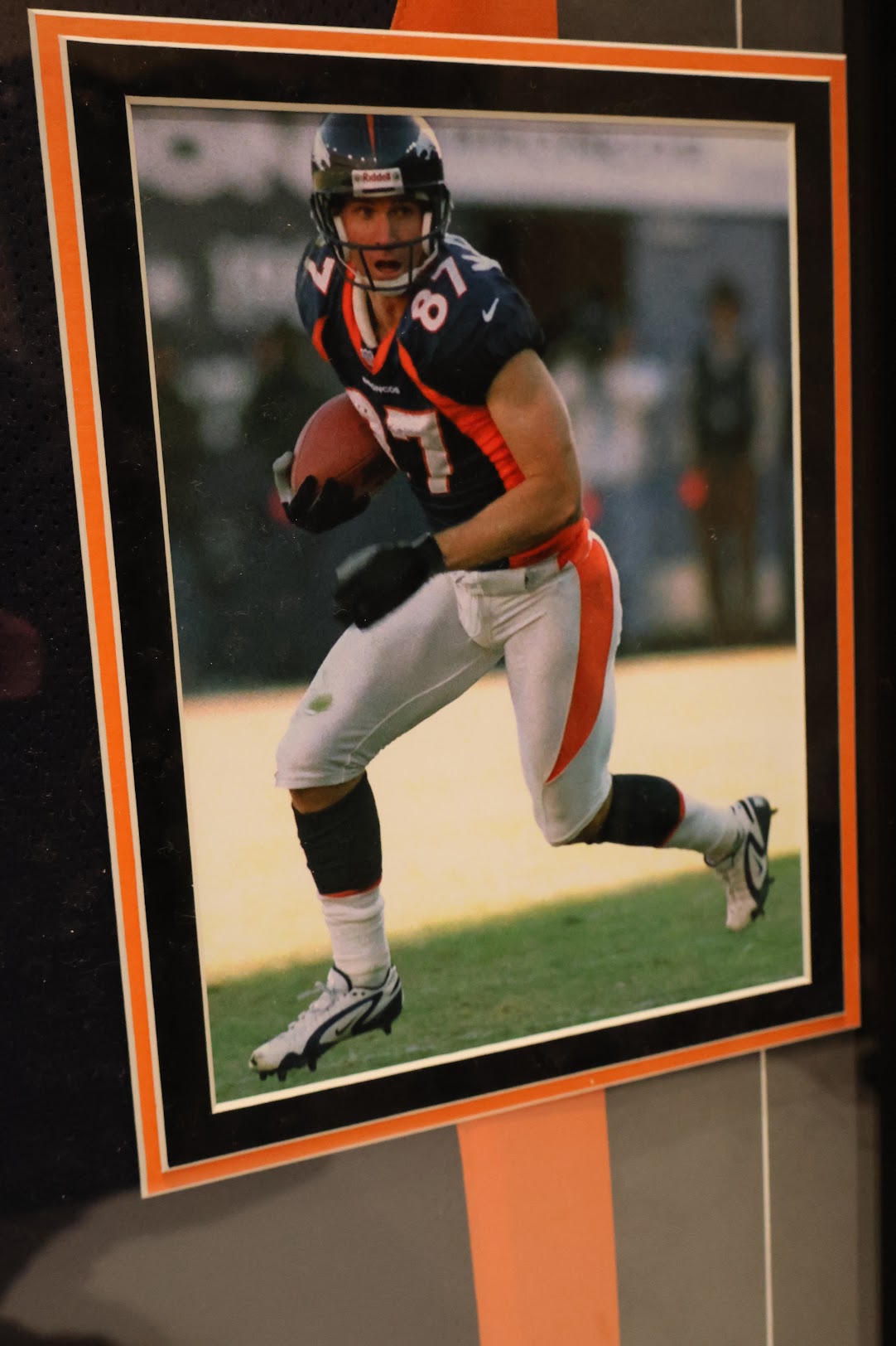 Ed McCaffrey Autographed Denver Broncos Navy Custom Jersey Deluxe Framed Beckett COA