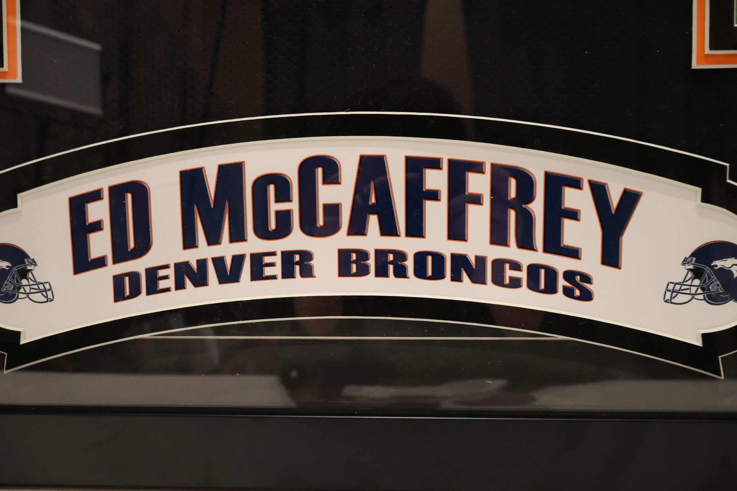 Ed McCaffrey Autographed Denver Broncos Navy Custom Jersey Deluxe Framed Beckett COA