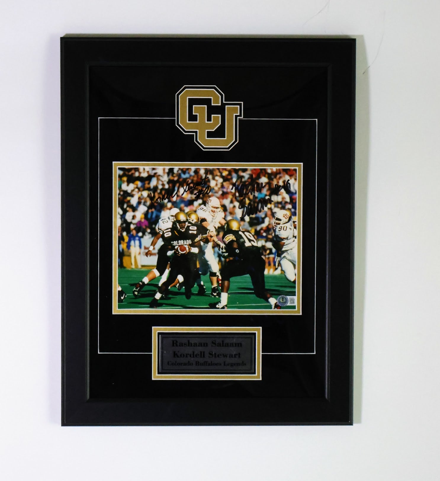 Rashaan Salaam and Kordell Stewart Dual Autographed 8x10 Framed Beckett COA
