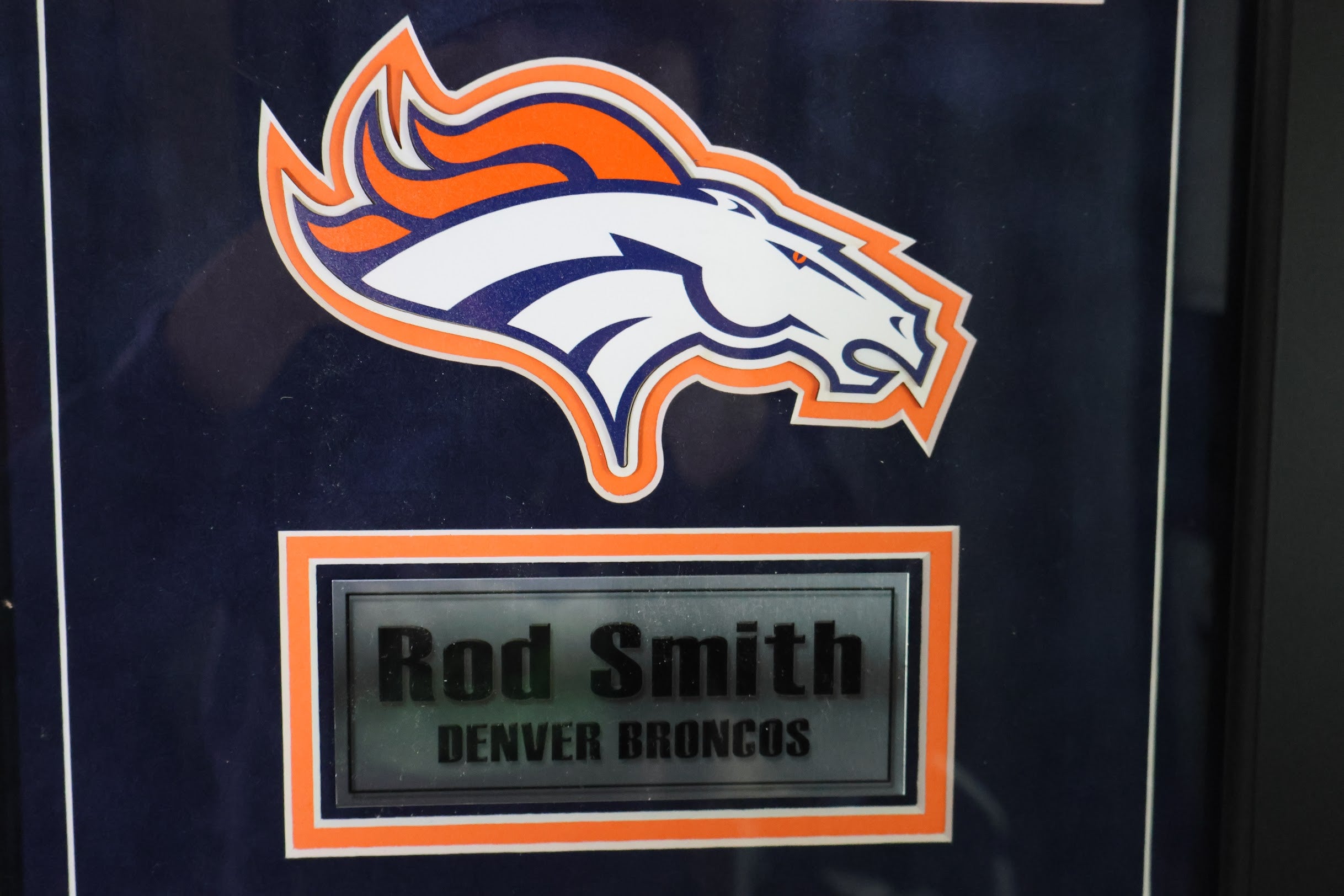 Rod Smith Autographed 8x10 SB XXXIII Running w/ Ball Deluxe Framed JSA COA