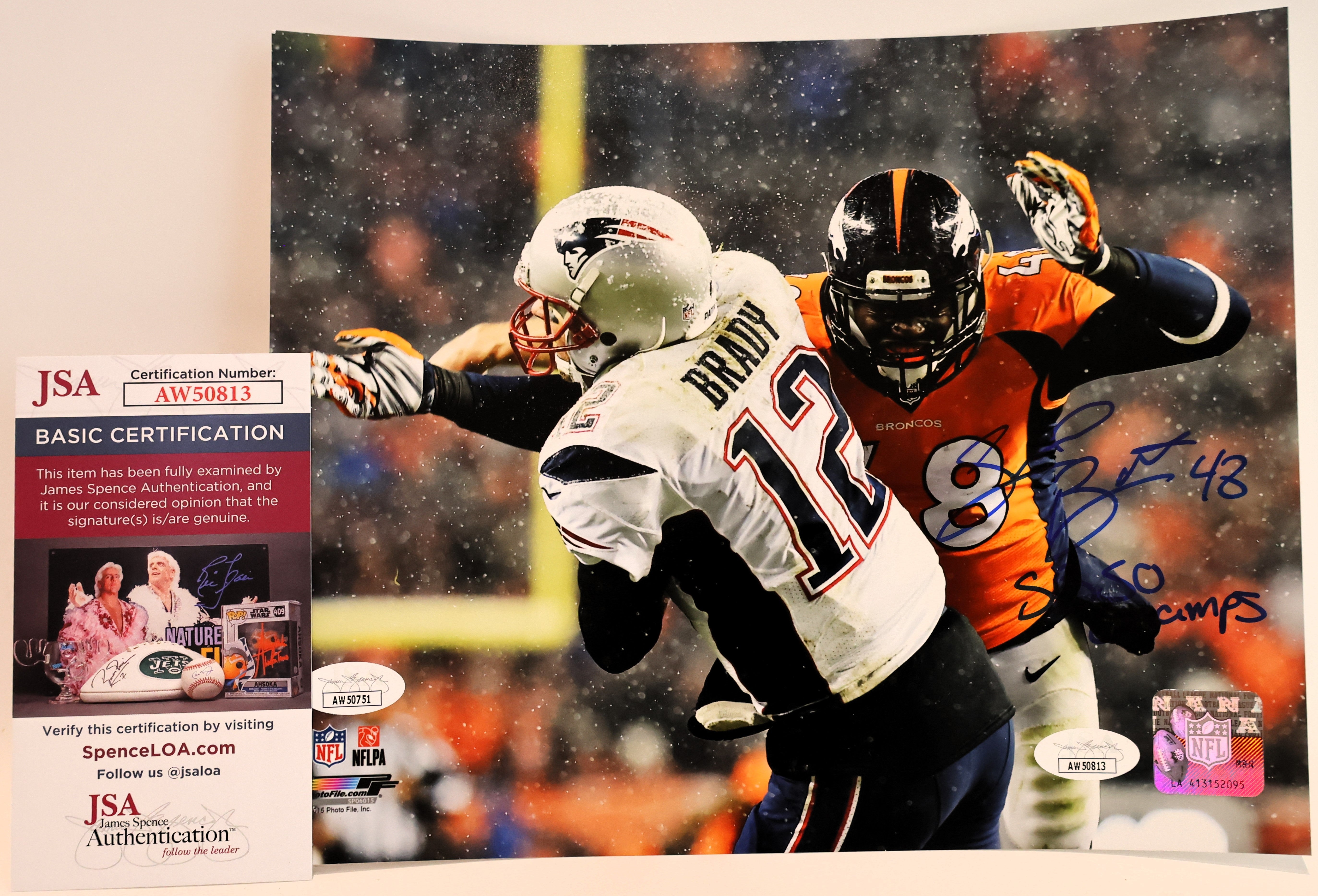 Shaquil Barrett Autographed 8x10 Photograph Inscribed "SB50 Champs" (James Spence COA)