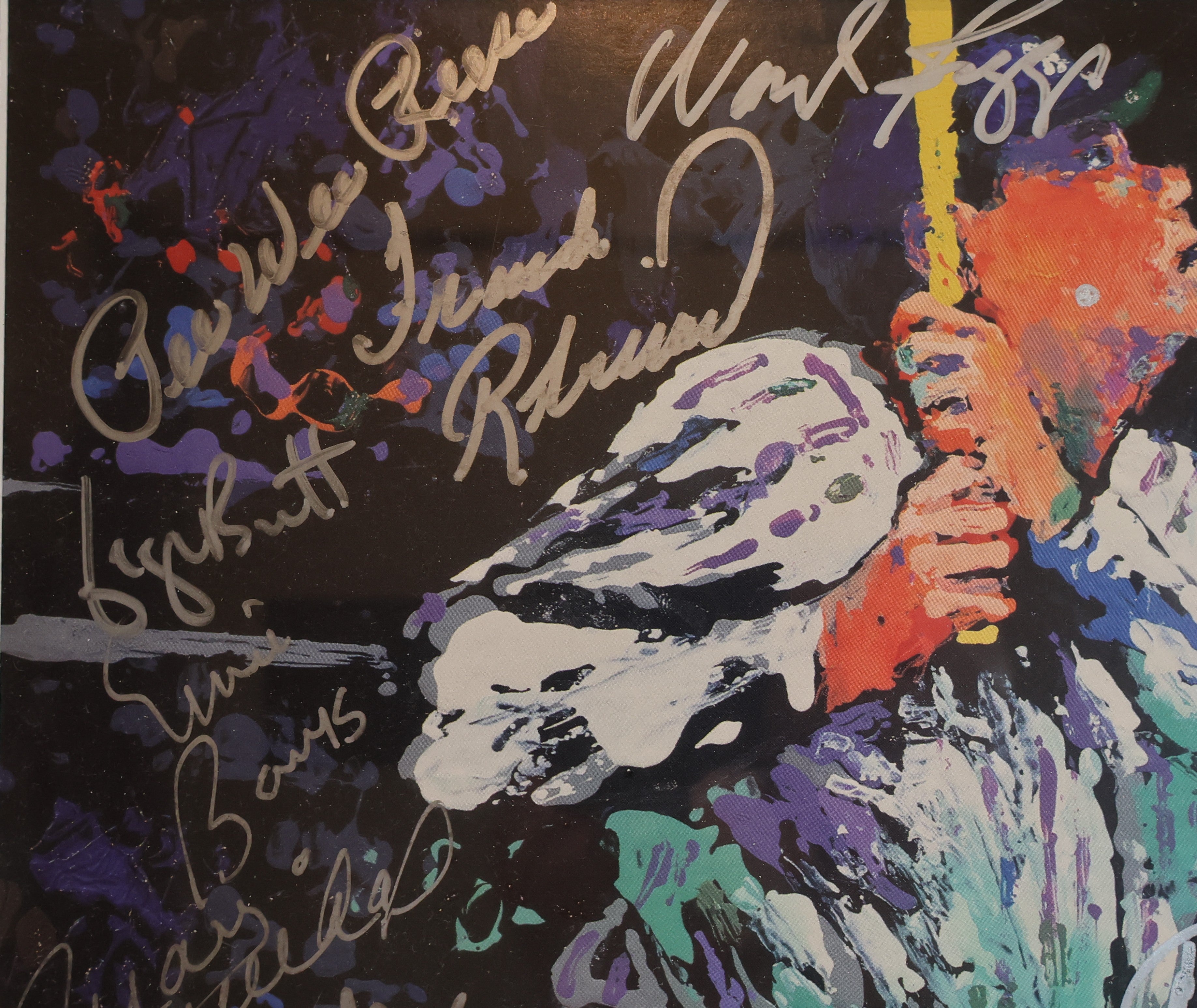 Leroy Neiman Babe Ruth 11x14 print w/ HOF Signatures in 19.5"x24" Frame JSA LOA