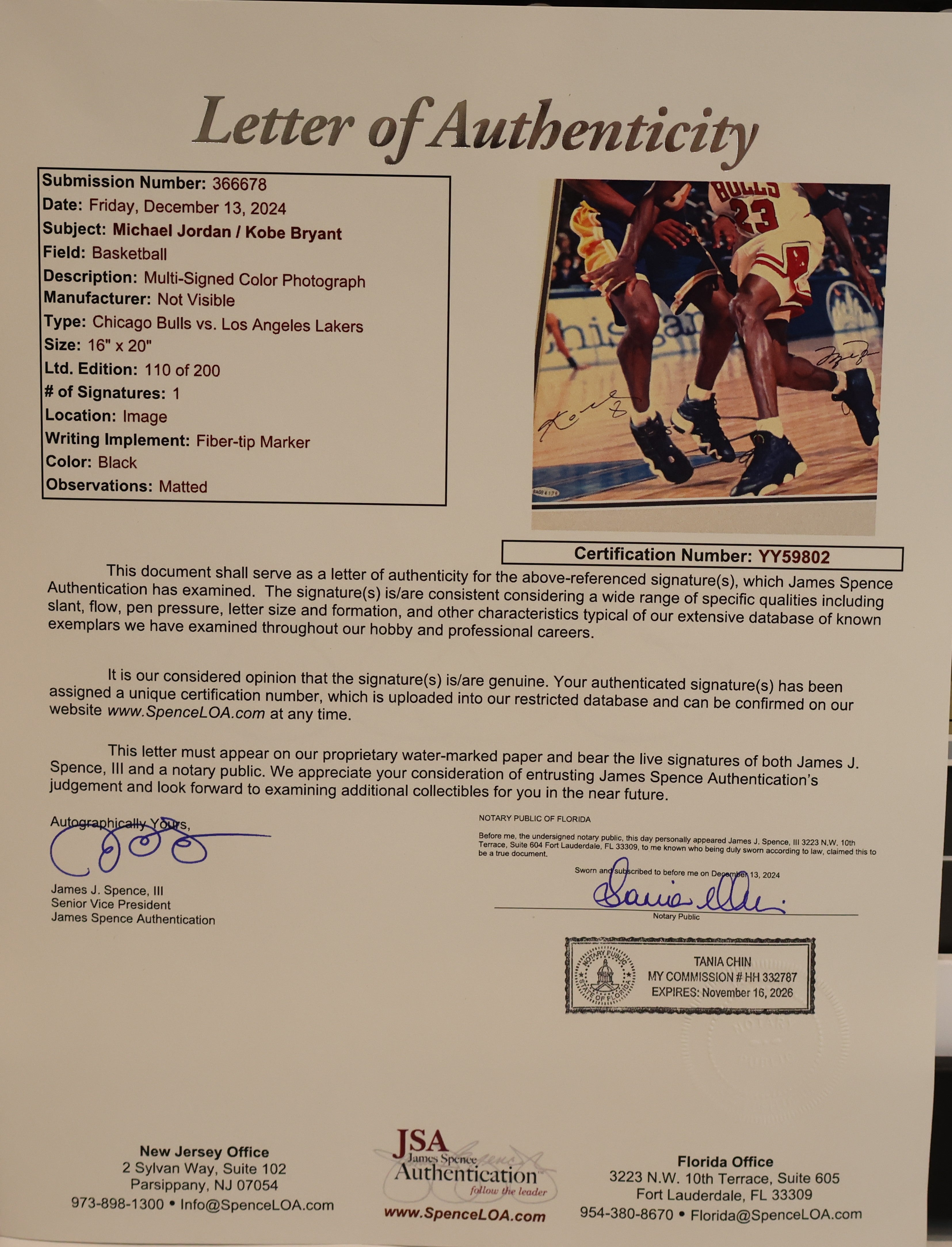 Michael Jordan/Kobe Bryant Dual-Autographed 16x20 Deluxe 24"x35.5" UDA COA