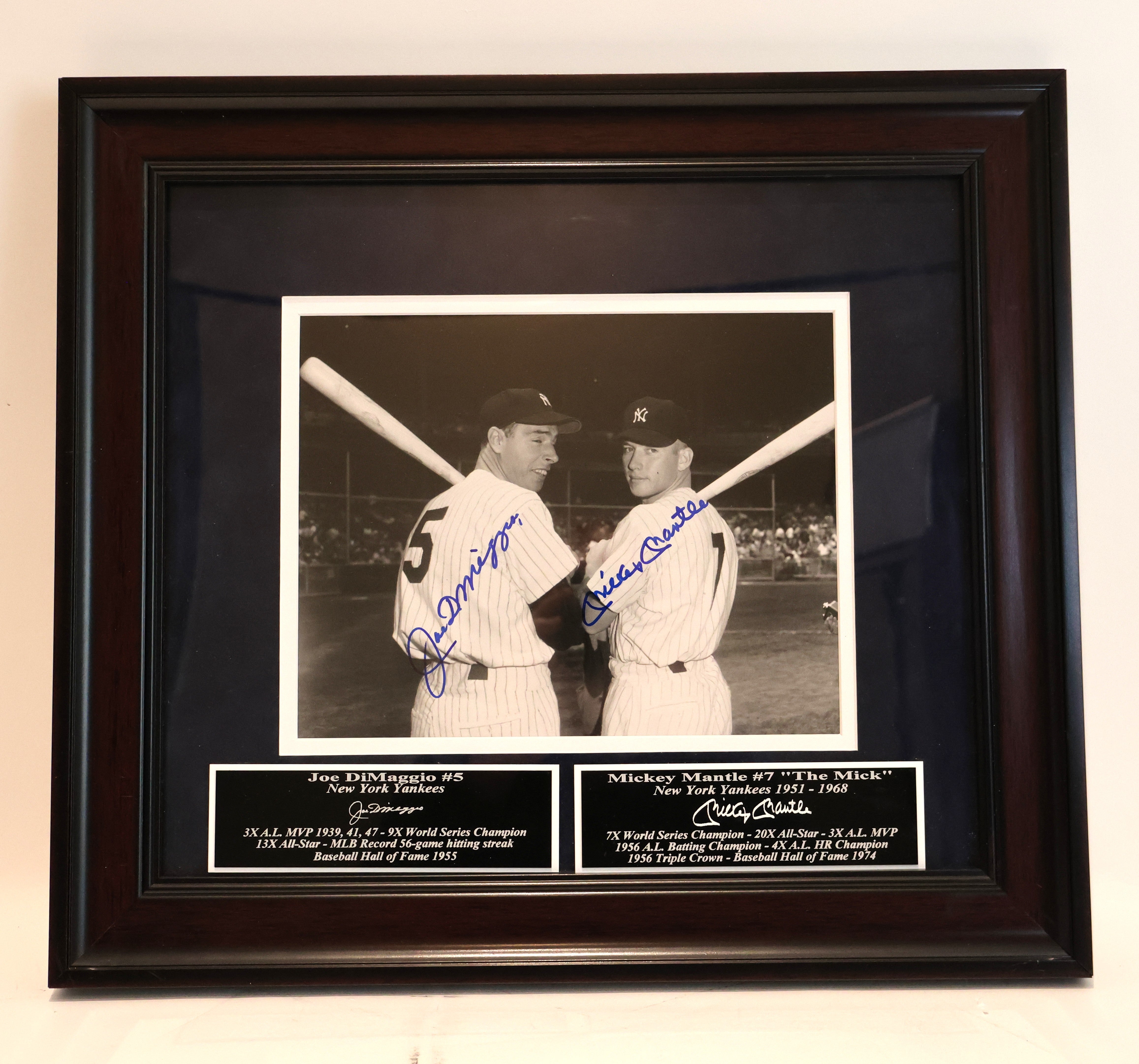 Joe DiMaggio and Mickey Mantle Autographed 8x10 Photo
