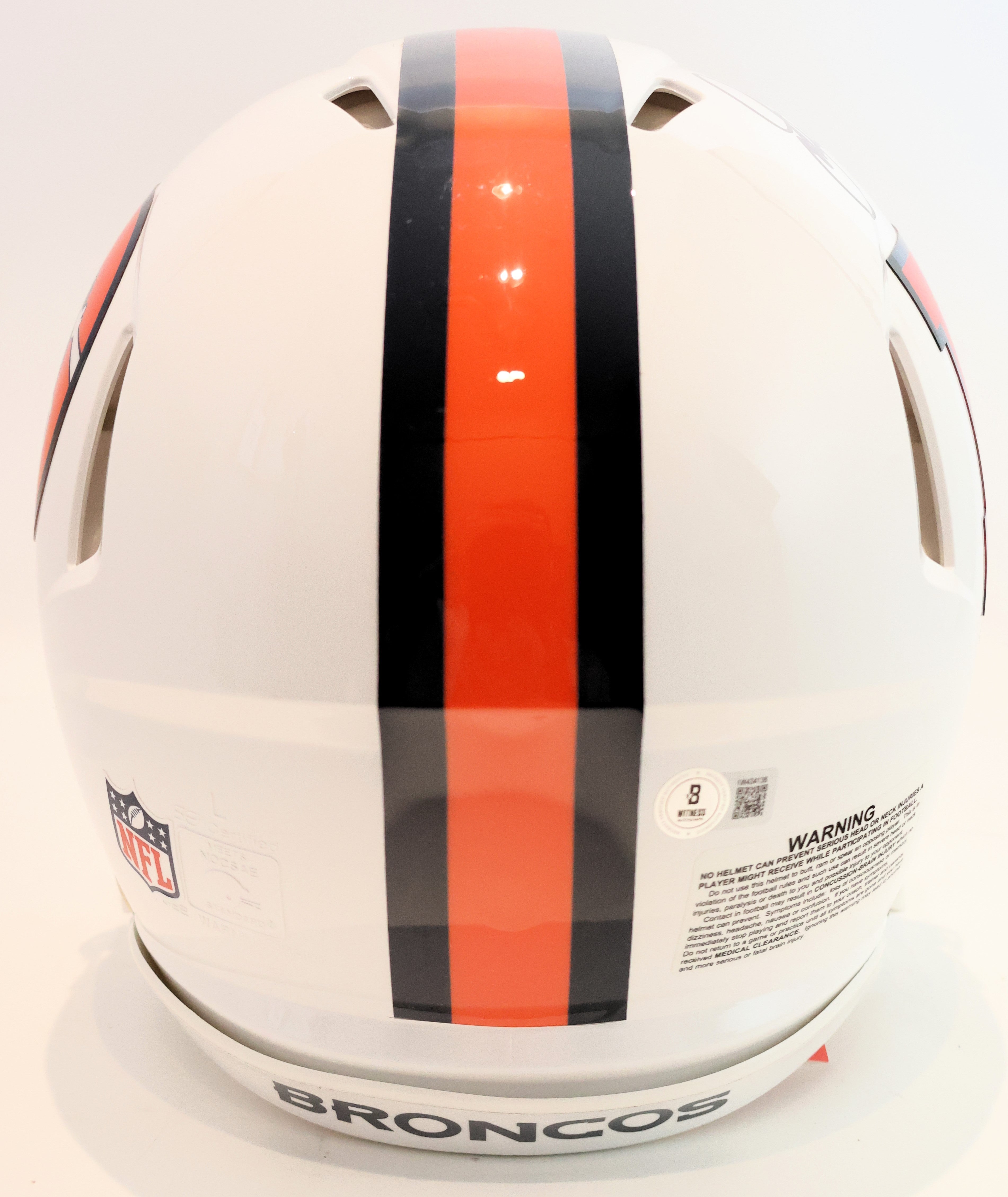 John Elway Autographed Denver Broncos White Snowcapped Pro Helmet Beckett COA