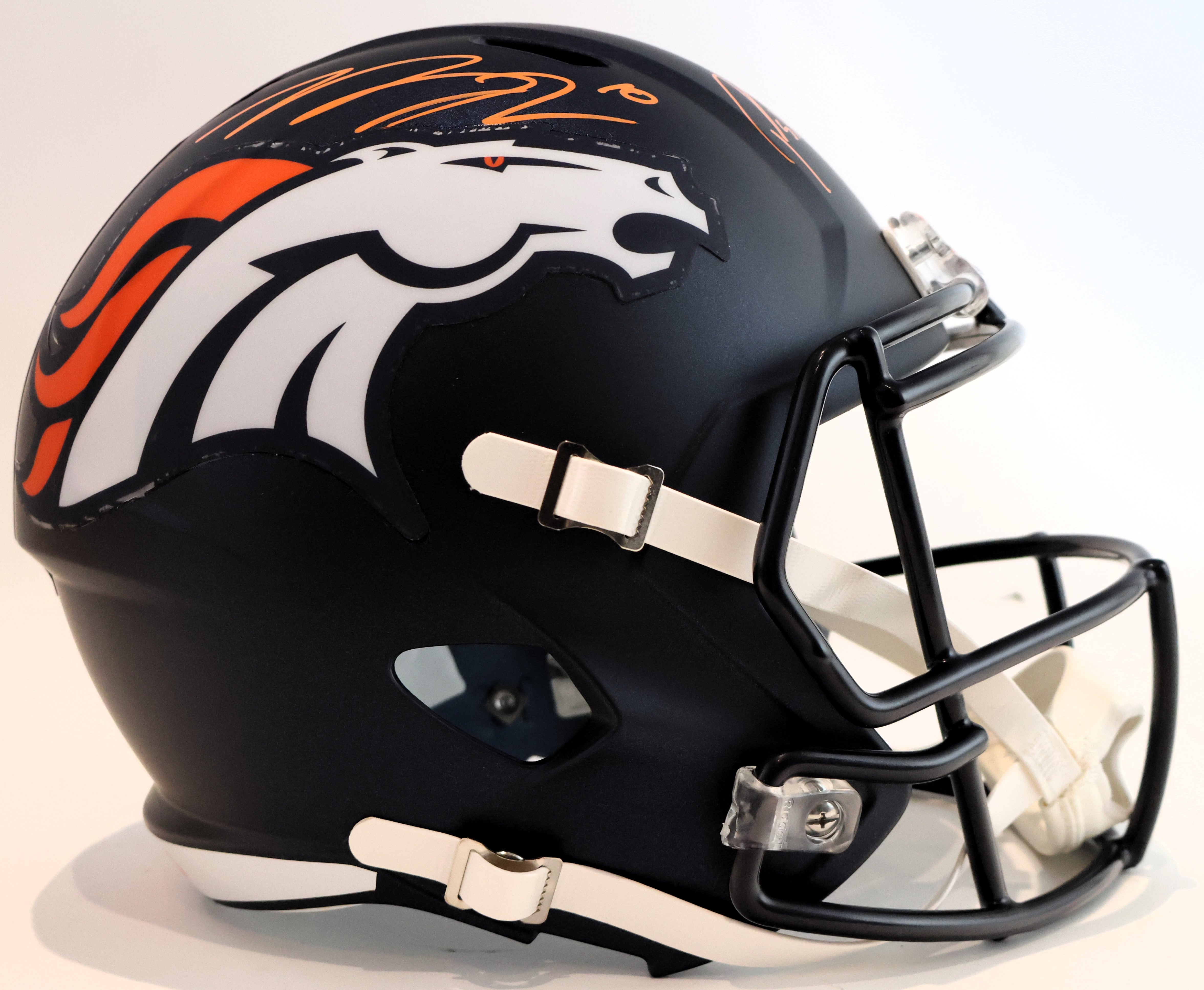Bo Nix and Patrick Surtain II Broncos Navy Replica Helmet Beckett COA