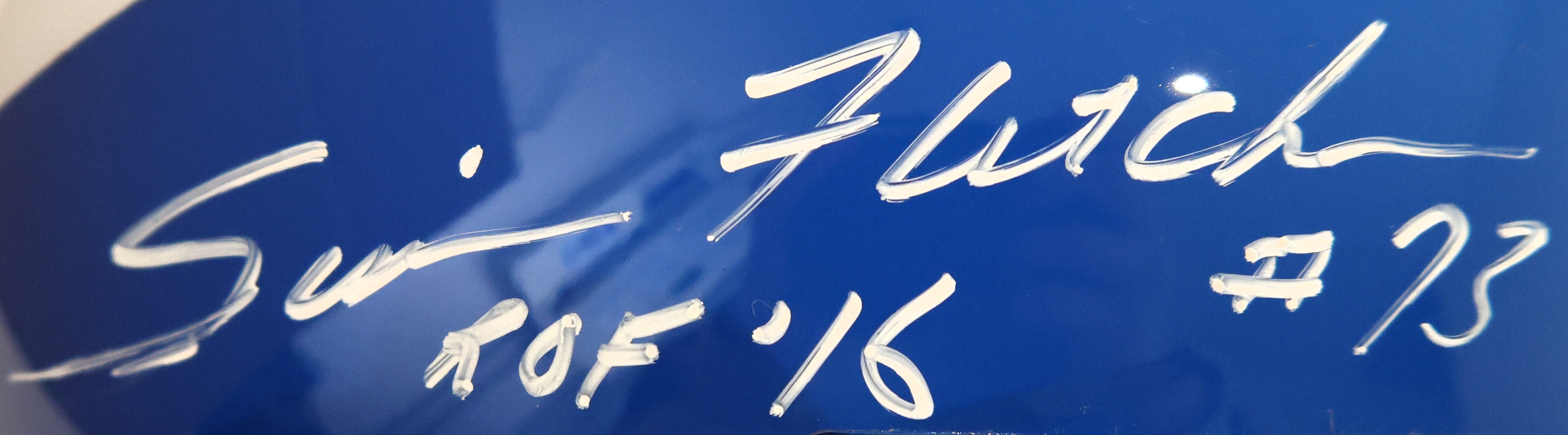 Simon Fletcher and Karl Mecklenburg Denver "D" Replica Helmet Inscribed "ROF '16" and "ROF 2001" James Spence COA