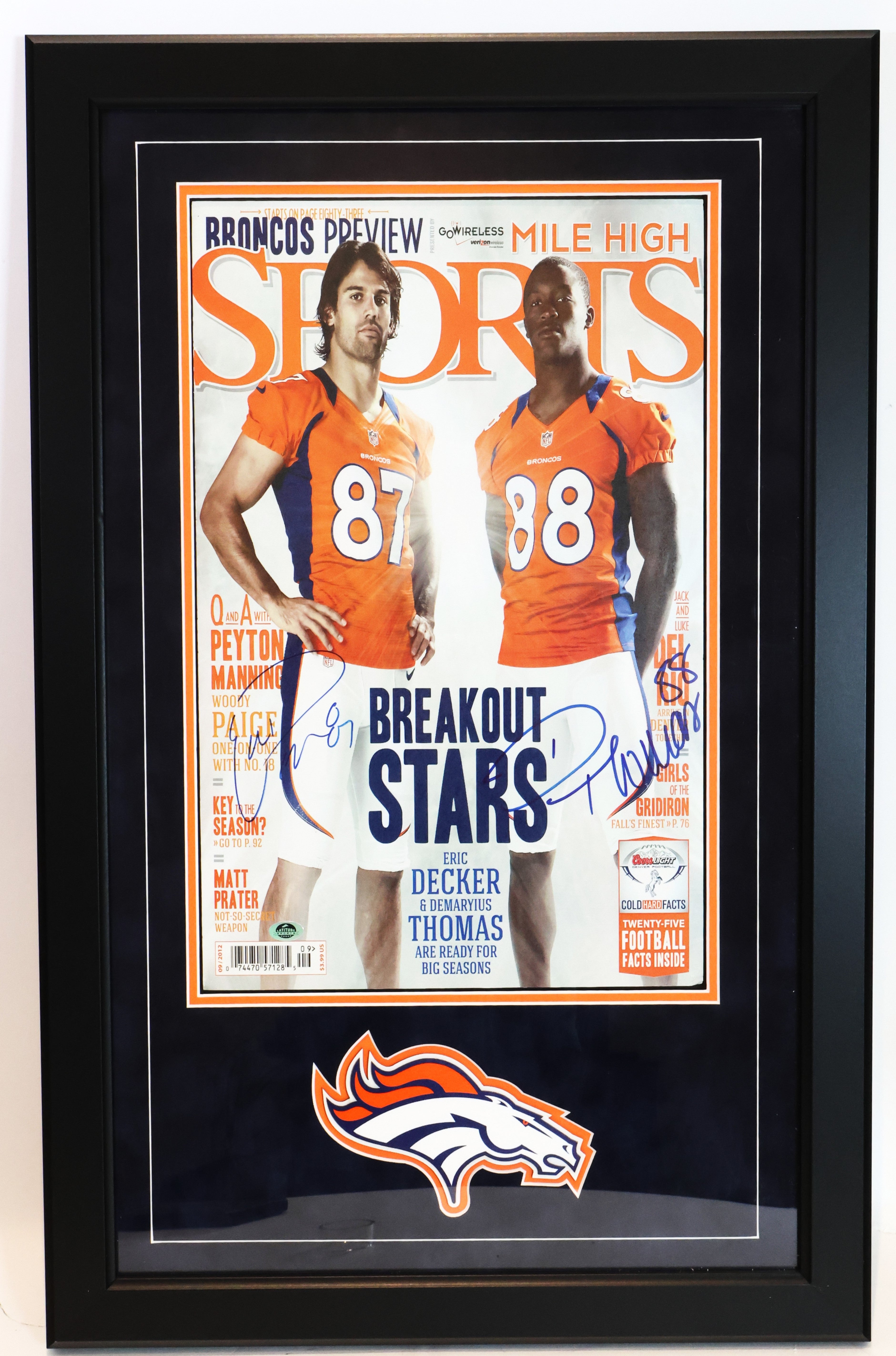 Mile High Sports Broncos Review Enlarged Cover Photo - Eric Decker/Demaryius Thomas Dual Autographed
