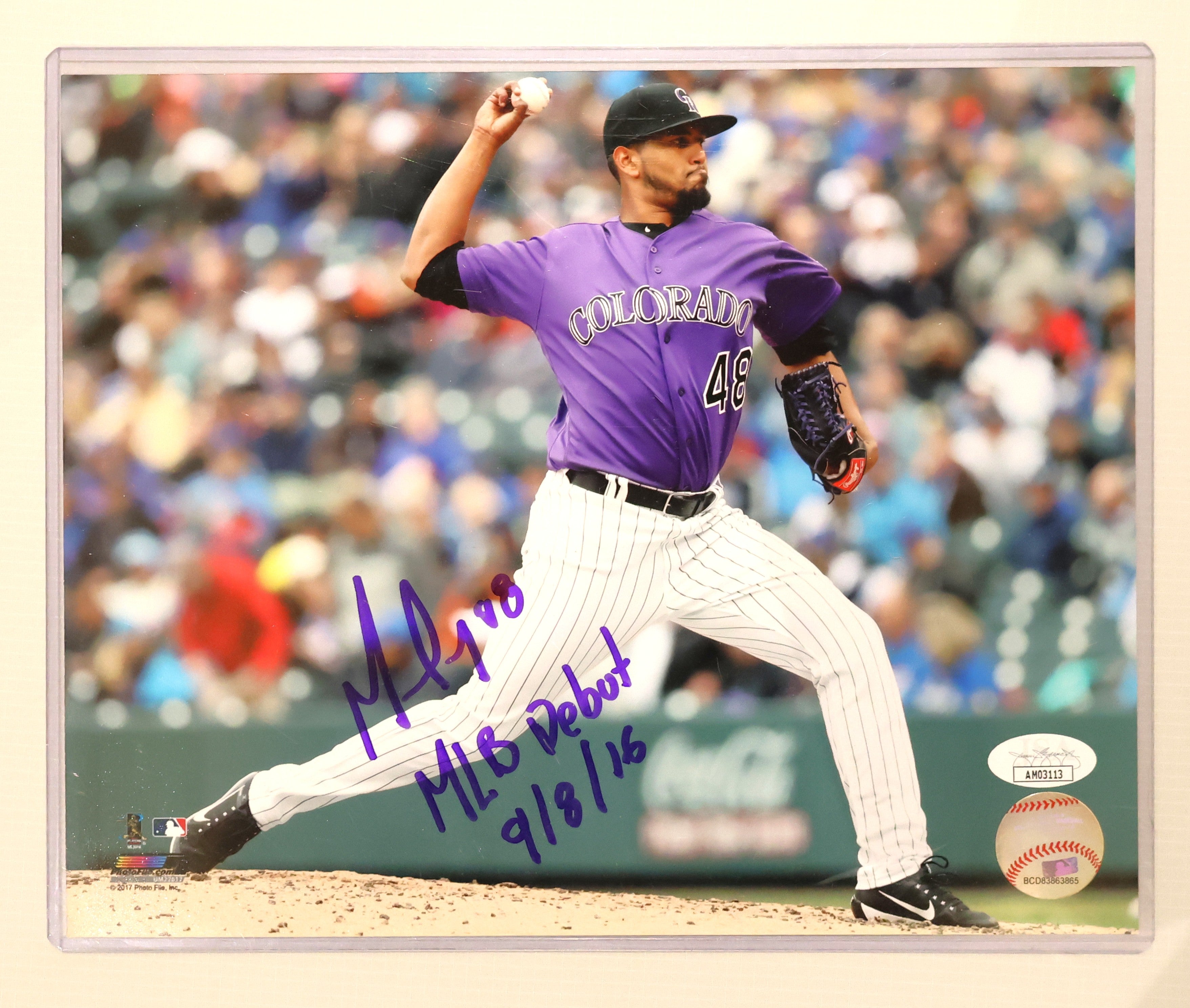 German Marquez Autographed/Inscribed MLB Debut 8x10 Photo JSA COA
