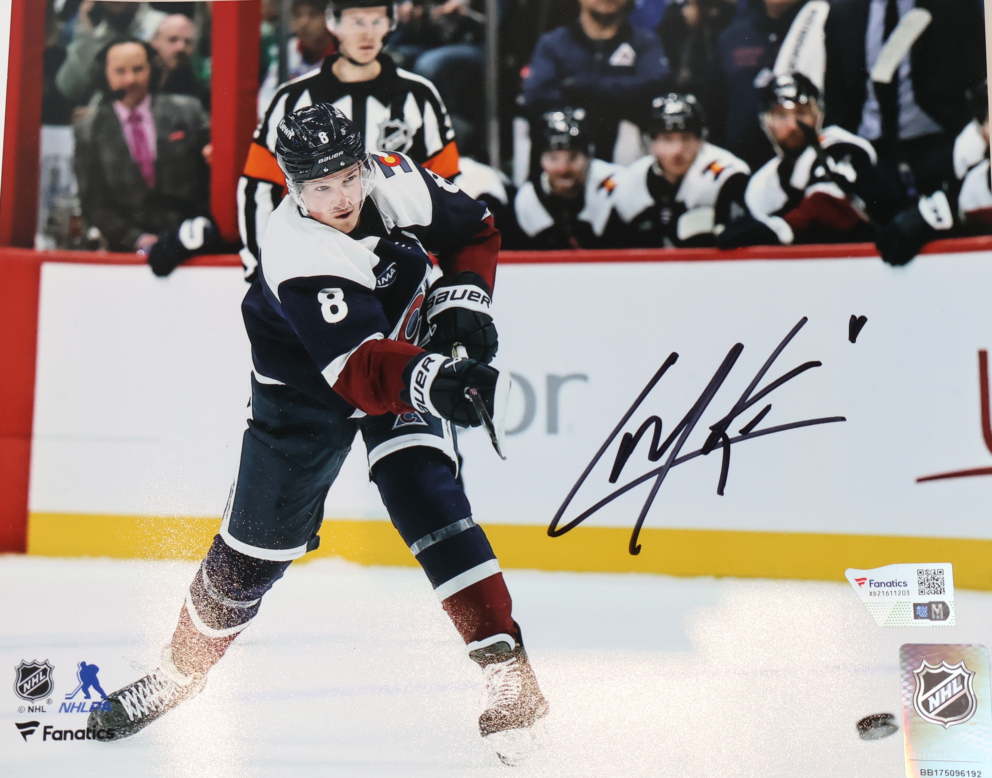 Cale Makar Autographed 8x10 Avalanche Action Photo of 100th Goal