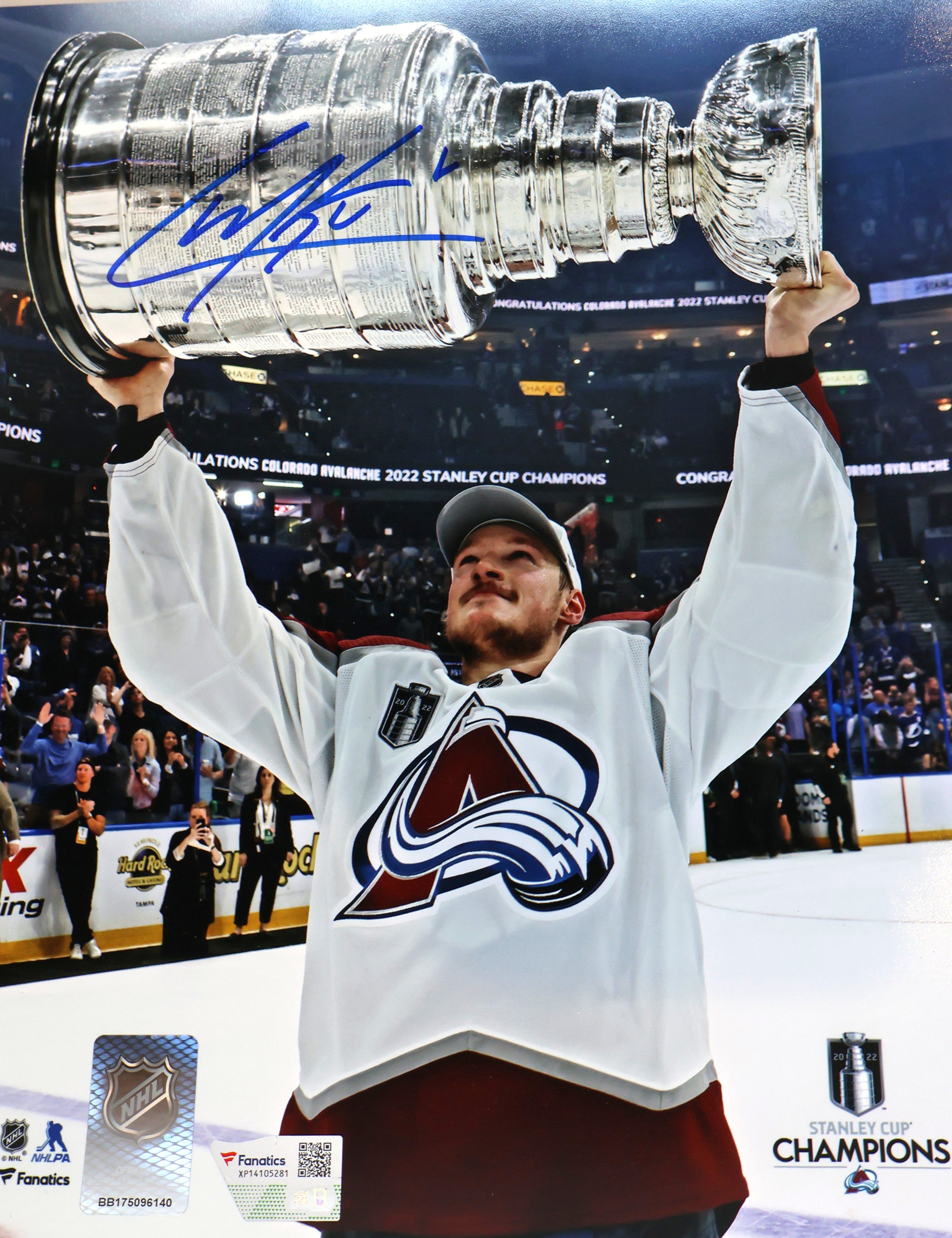 Cale Makar Autographed 16x20 Photo Raising Stanley Cup