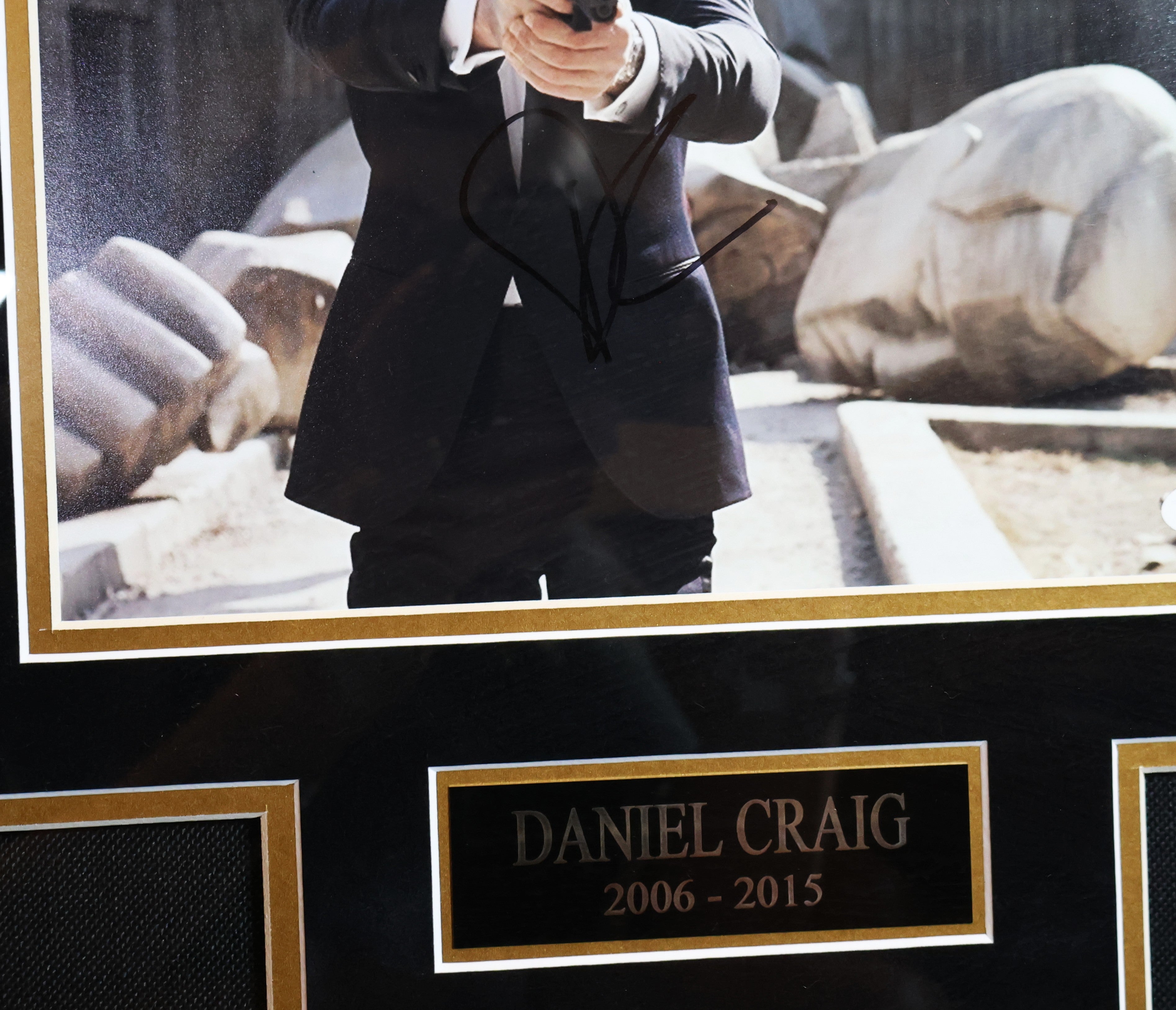 James Bond 007 Collage Autographed by S. Connery, R. Moore, P. Brosnan, D. Craig