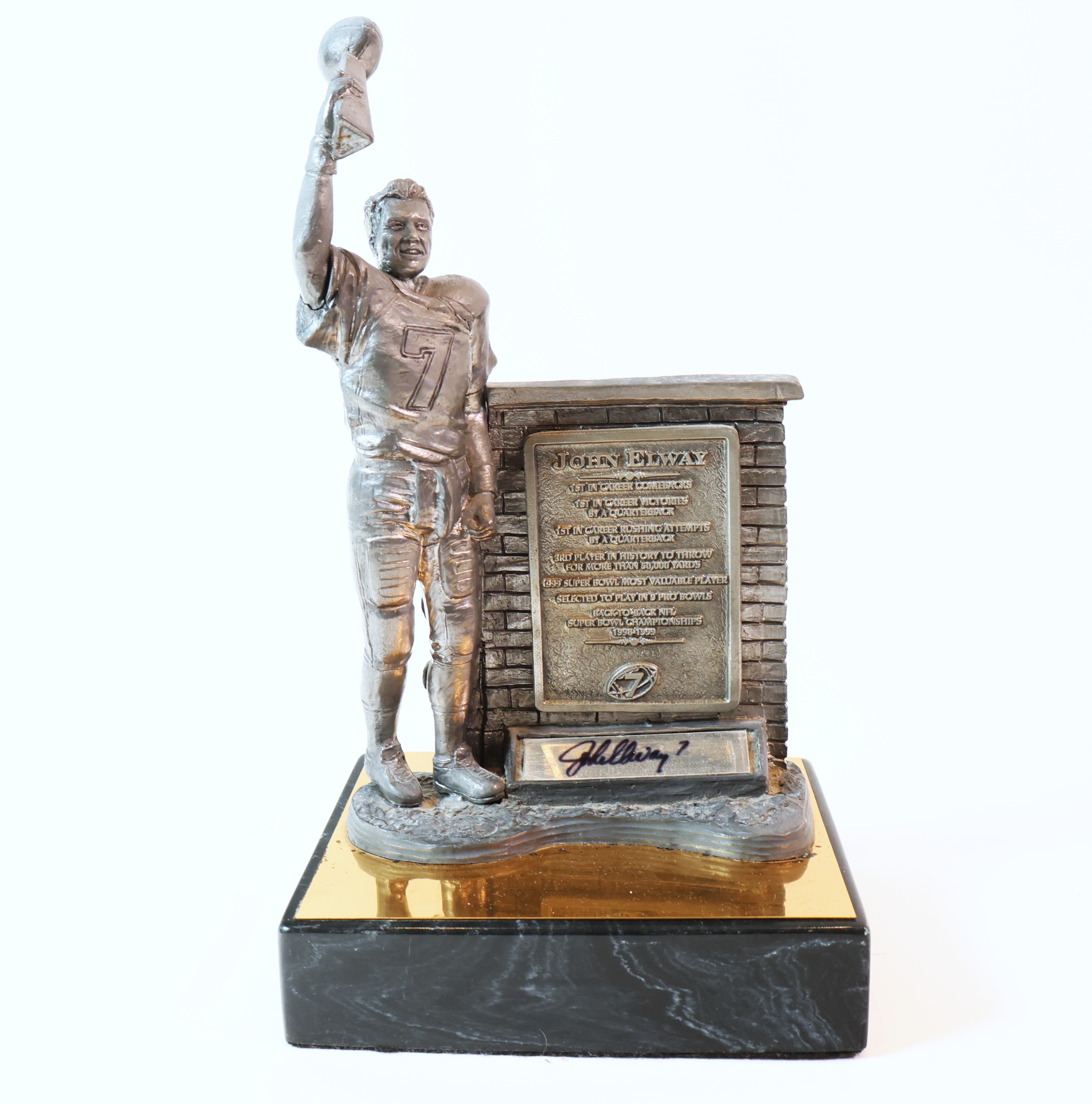 John Elway signed Michael Richer Pewter Statue JSA