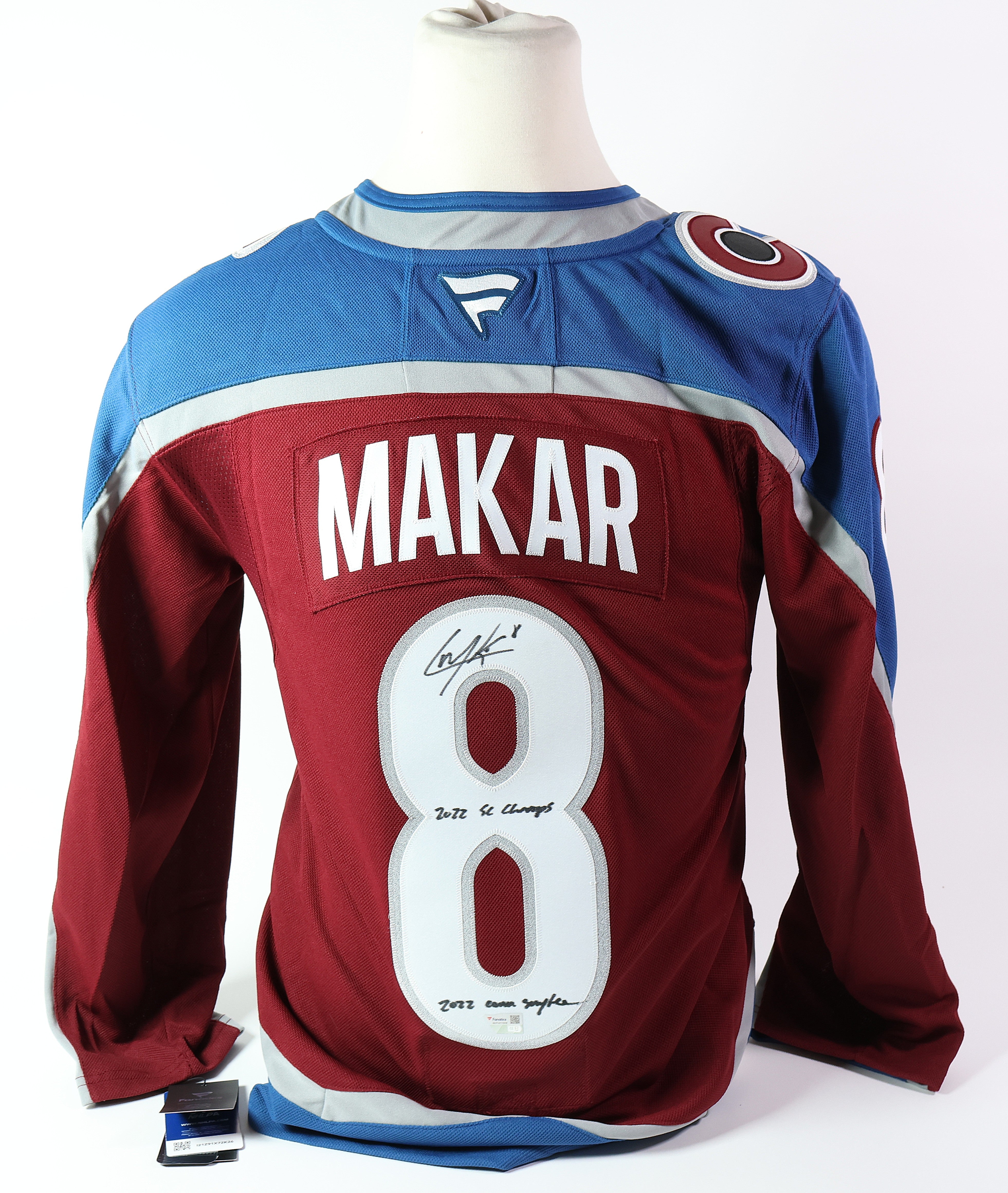 Cale Makar Autographed Avalanche Premium Jersey Fanatics COA w/ 2 inscriptions