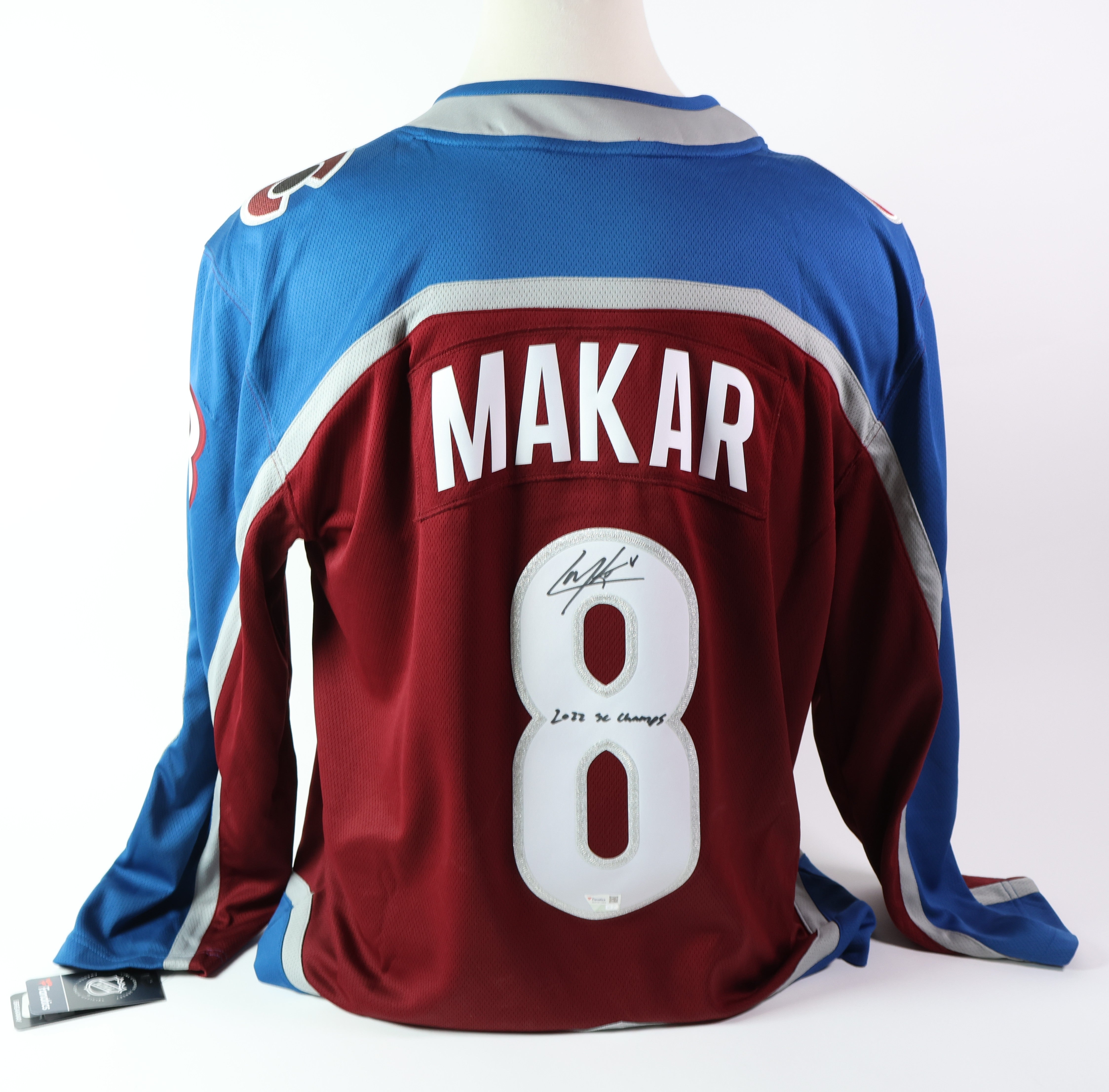 Cale Makar Autographed Avalanche Breakaway Jersey Fanatics COA w/ "2022 SC Champs" inscription