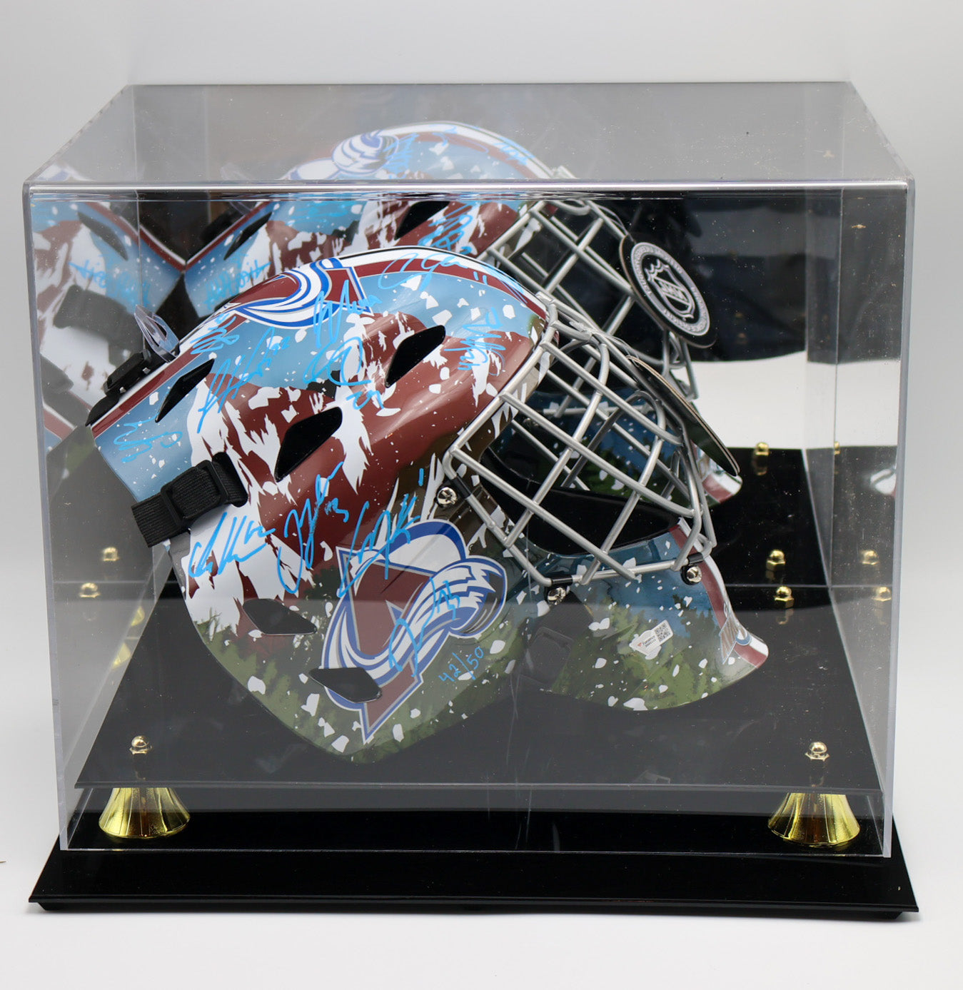 2022 Colorado Avalanche Stanley Cup Champions Autographed Franklin Mask (Fanatics COA) Limited Edition - Latitude Sports Marketing
