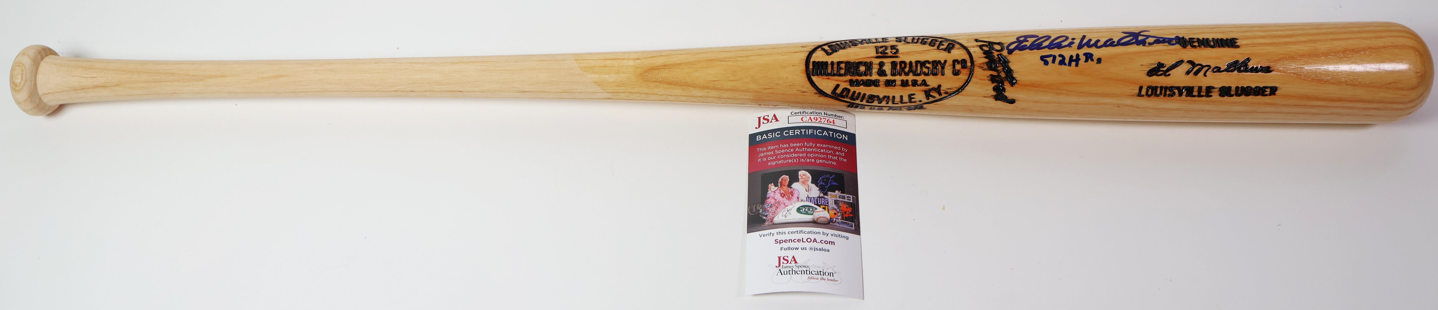 Eddie Mathews Autographed/Inscribed "512 HR's" Louisville Slugger