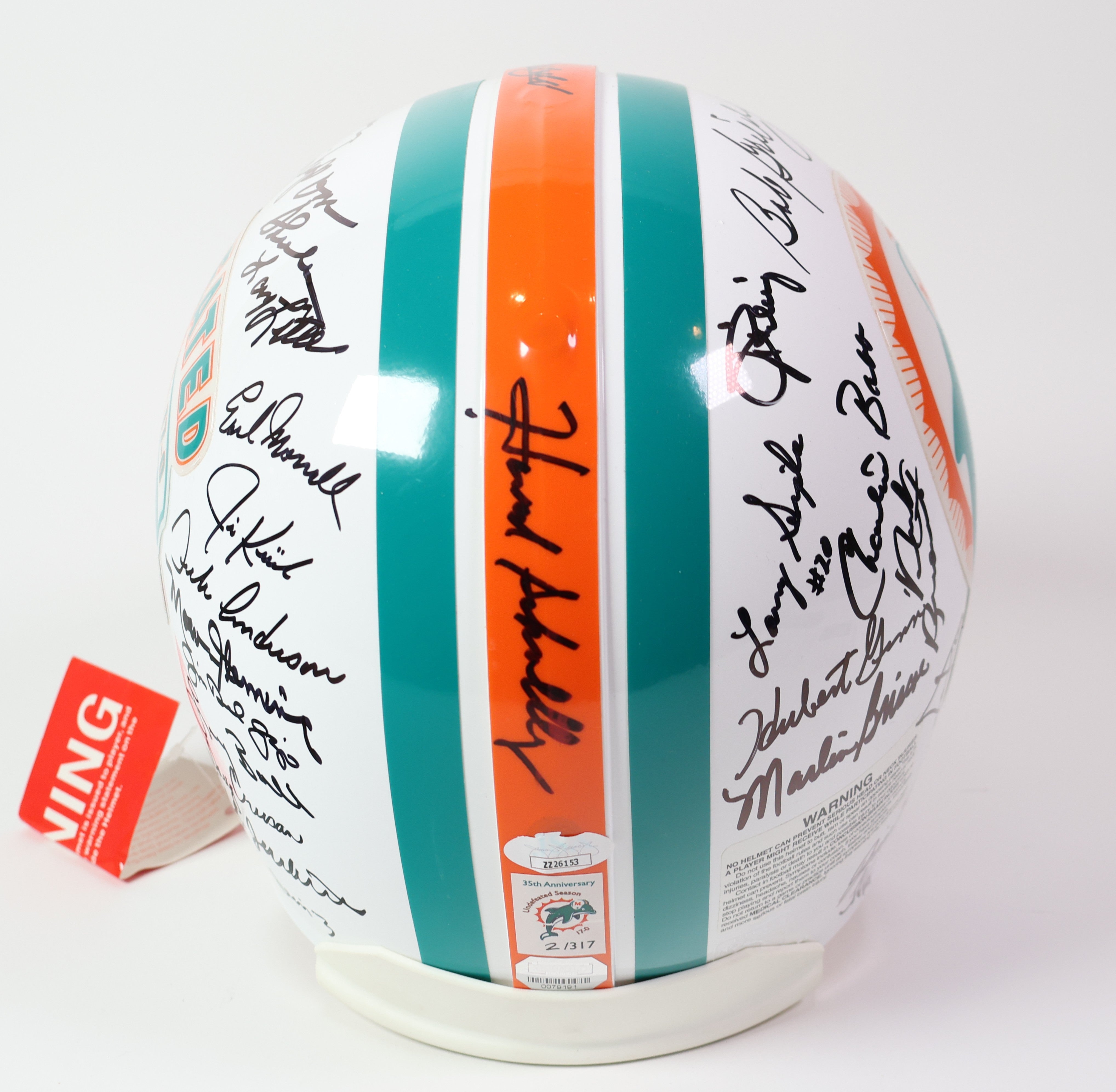 Dolphins 1972 Perfect Season Pro Helmet 40 plus signatures w/ JSA LOA