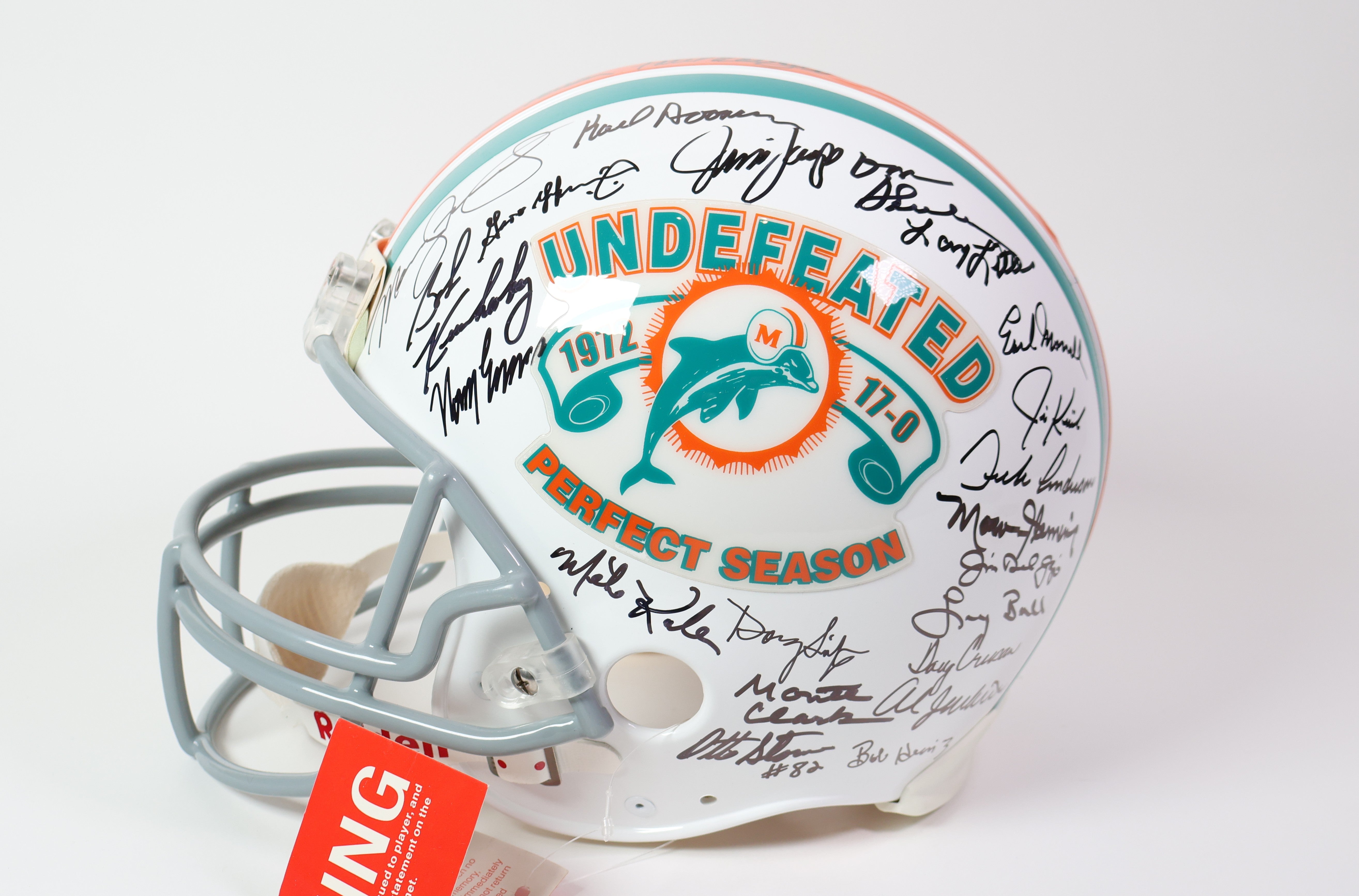 Dolphins 1972 Perfect Season Pro Helmet 40 plus signatures w/ JSA LOA