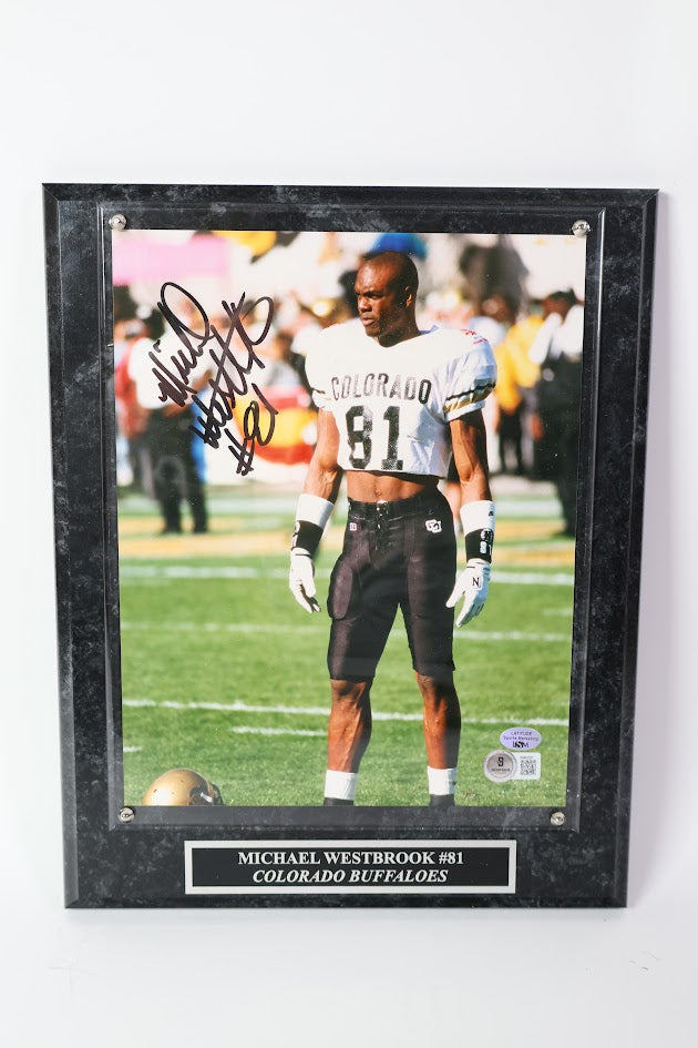 Michael Westbrook Autographed 8x10 Photo with Plaque Beckett COA