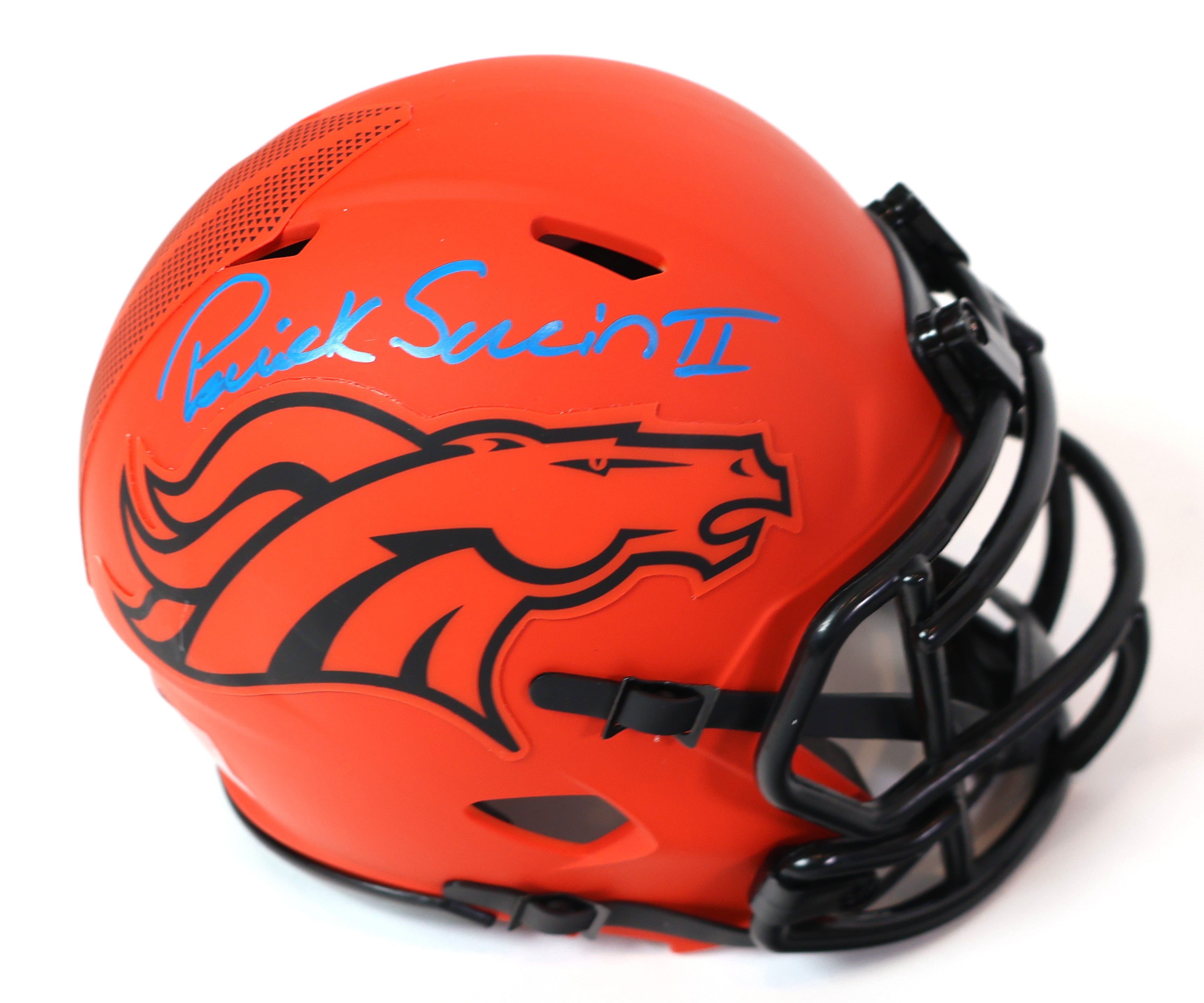 Patrick Surtain II Autographed Denver Broncos Orange Rave Mini Helmet Beckett COA