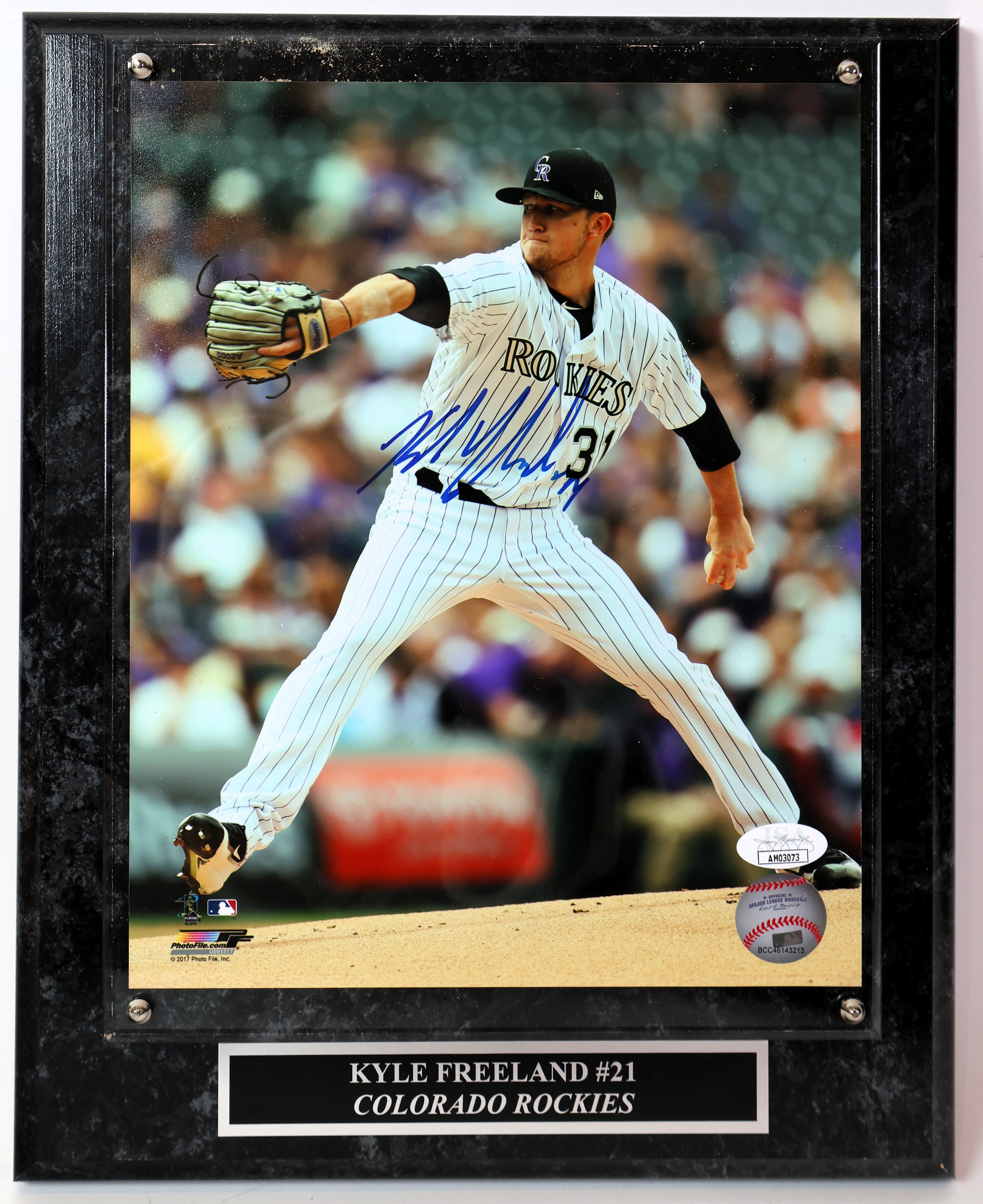 Kyle Freeland Autographed Colorado Rockies 8X10 Photo with Plaque LSM COA