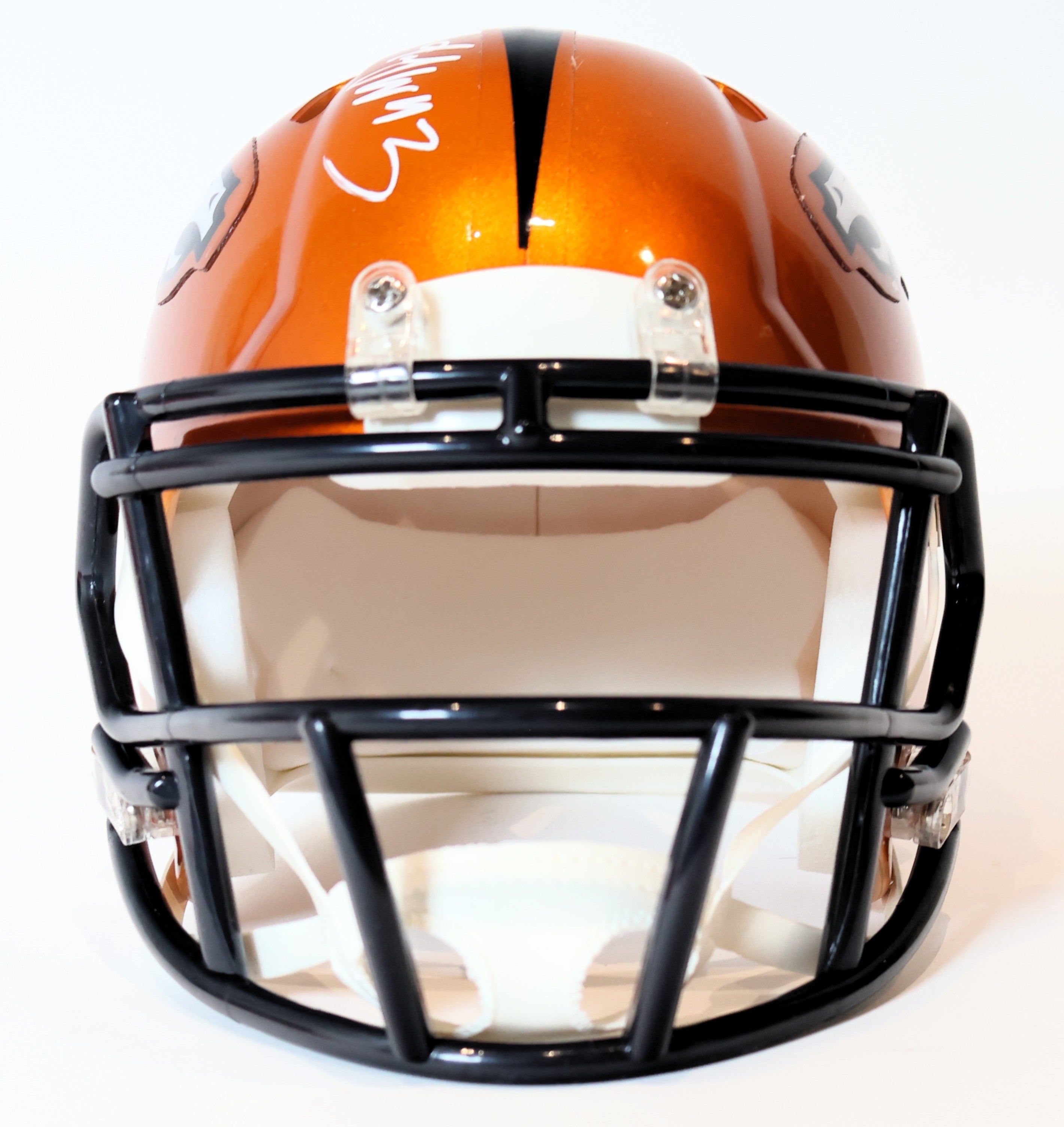 T.J. Ward Autographed Broncos Flash Mini Helmet JSA COA