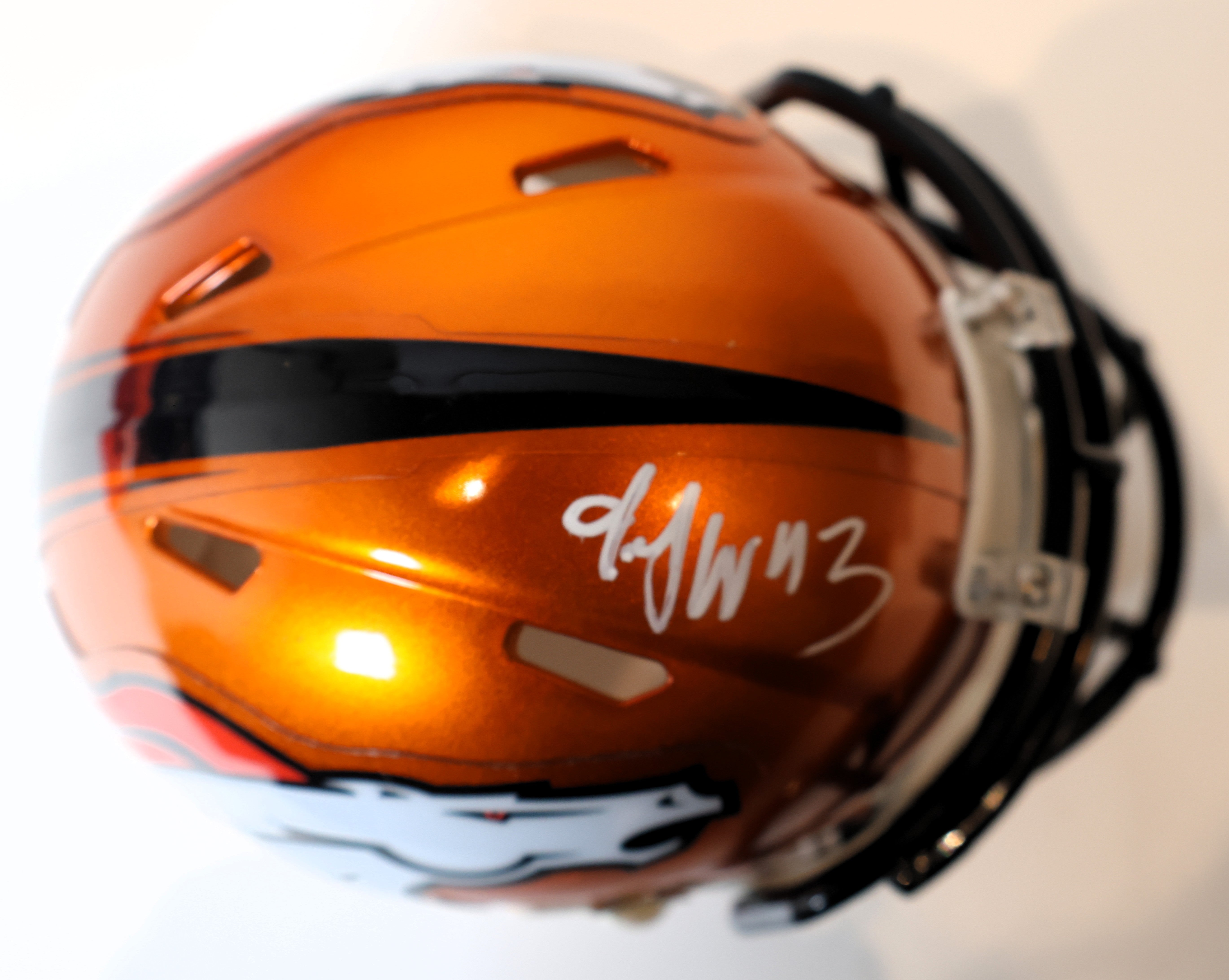 T.J. Ward Autographed Broncos Flash Mini Helmet JSA COA