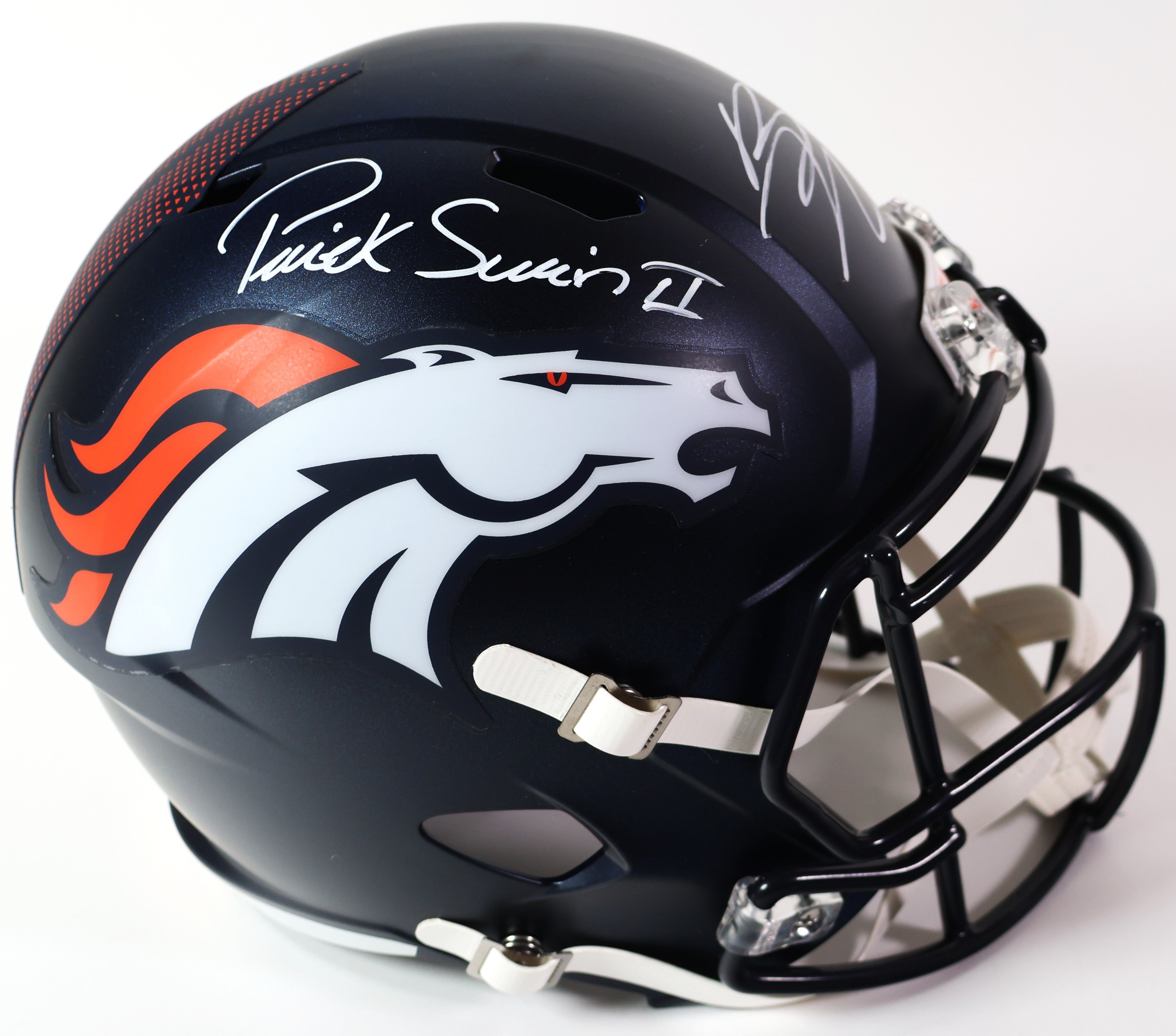 Bo Nix and Patrick Surtain II dual autographed Broncos 5280 Replica Helmet Beckett COA