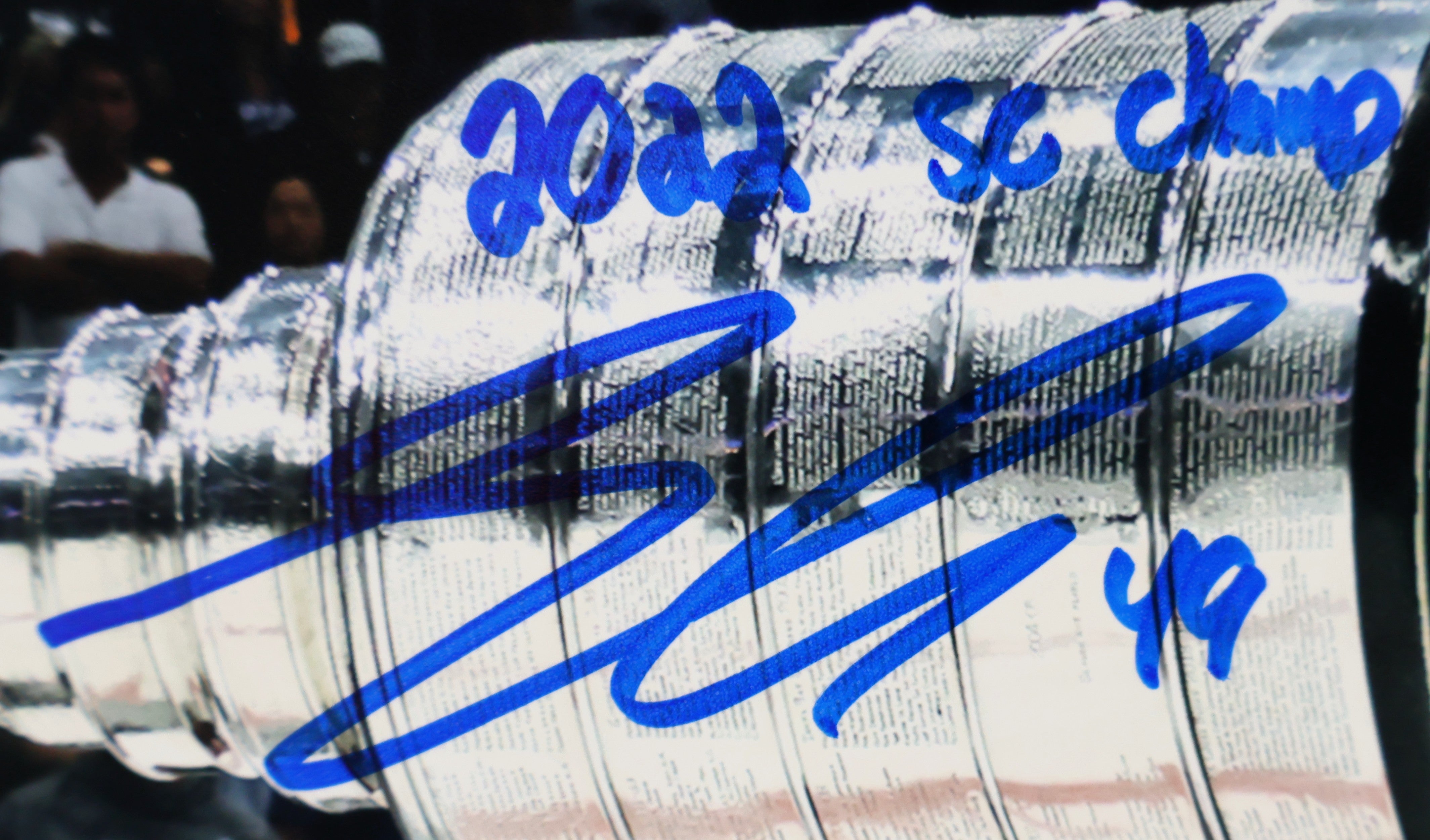 Samuel Girard Autographed 8x10 Cup Photo Inscribed "2022 SC Champ" JSA COA