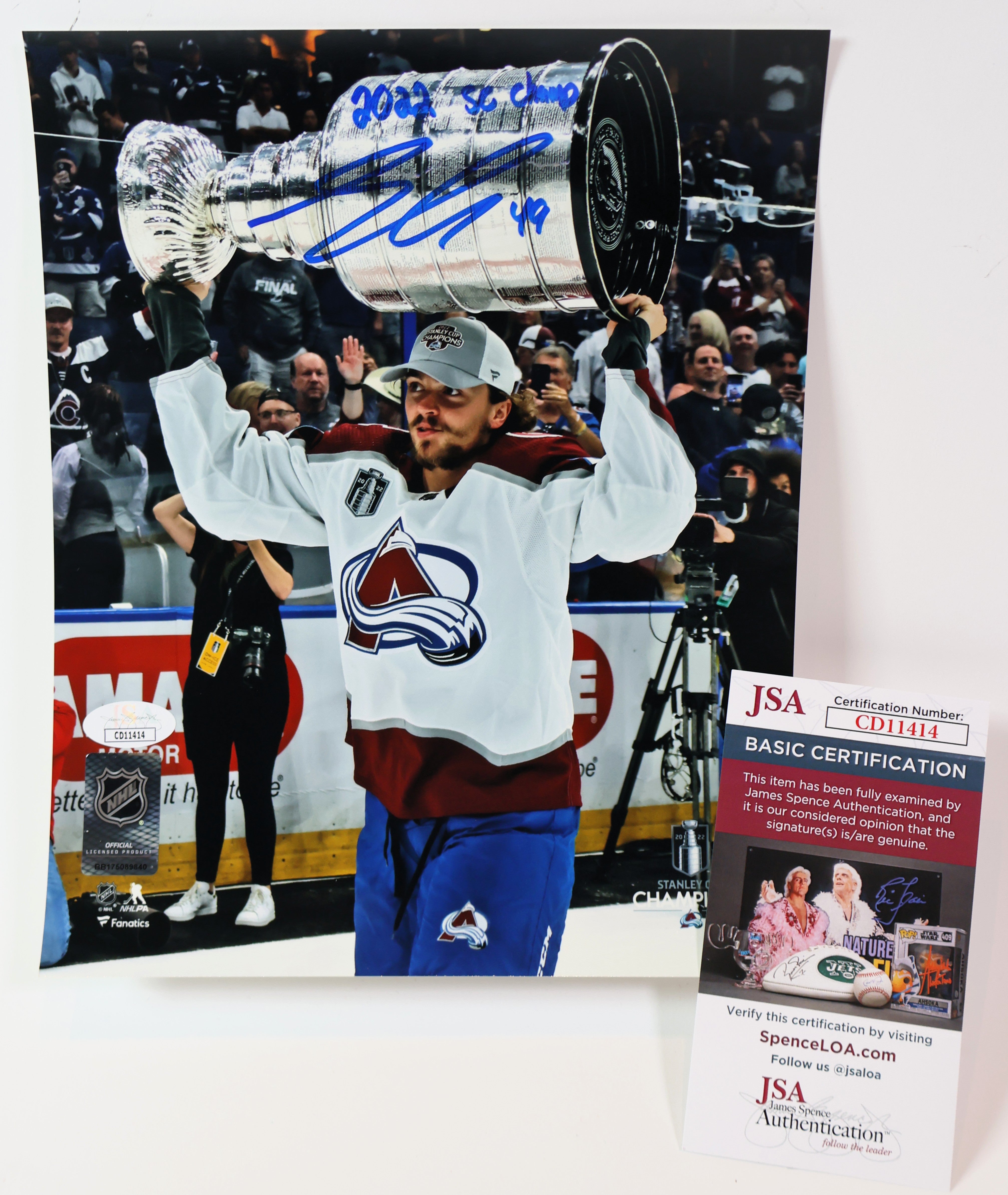 Samuel Girard Autographed 8x10 Cup Photo Inscribed "2022 SC Champ" JSA COA