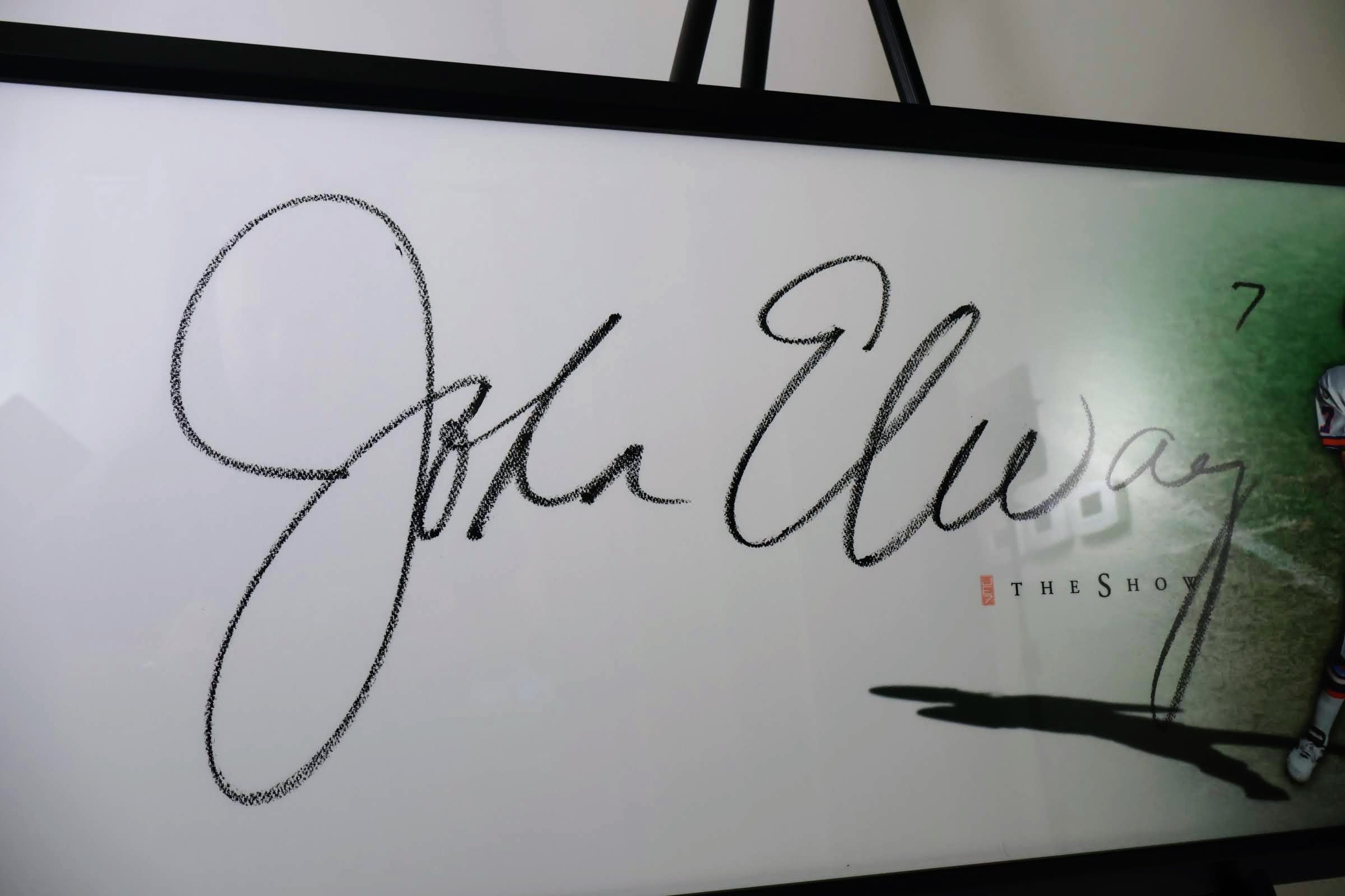 John Elway "The Show" (HUGE) Autographed 20X46 Framed Photo Denver Broncos UDA