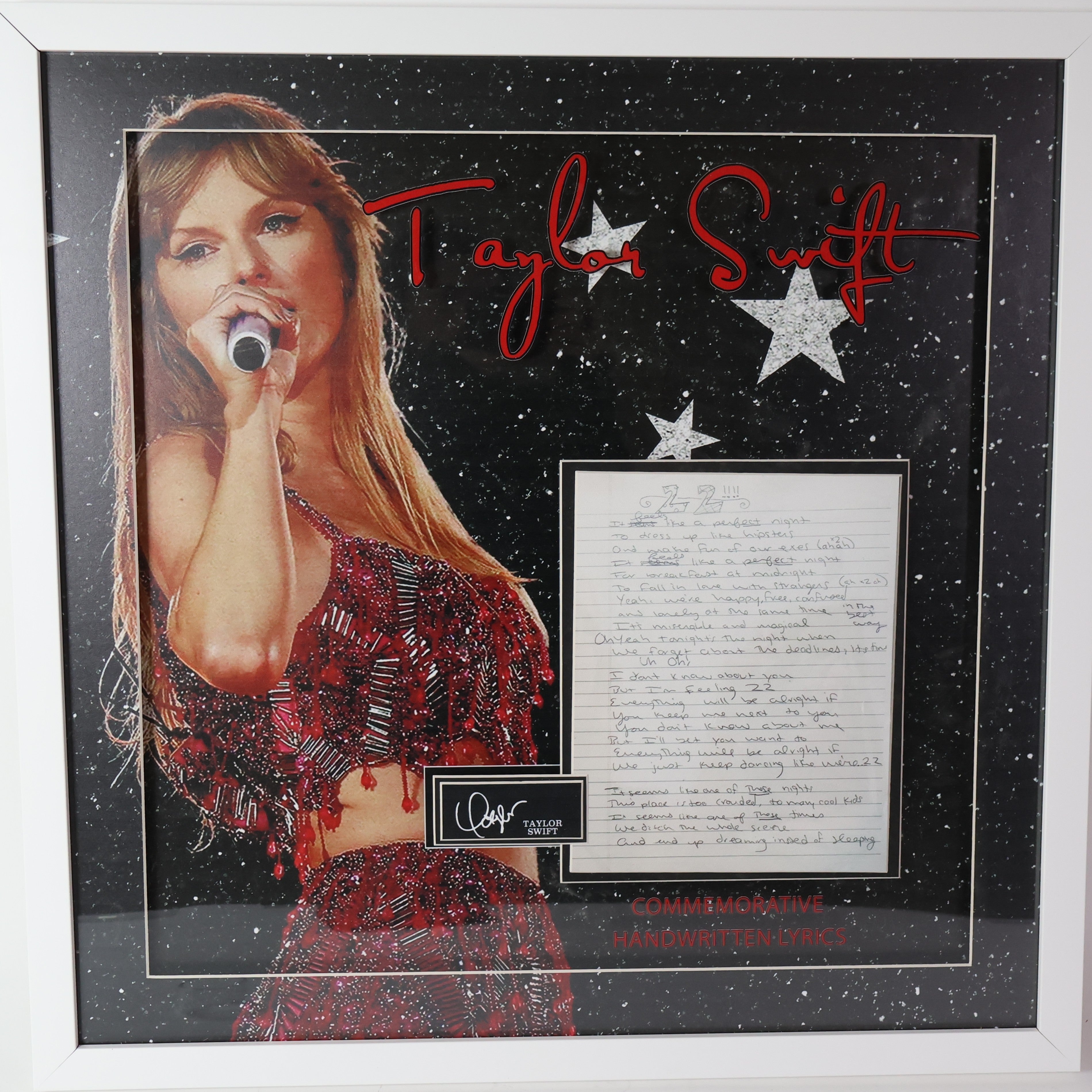 Taylor Swift Autographed Photo with Replica Lyric Sheet Music - Deluxe Framed Display