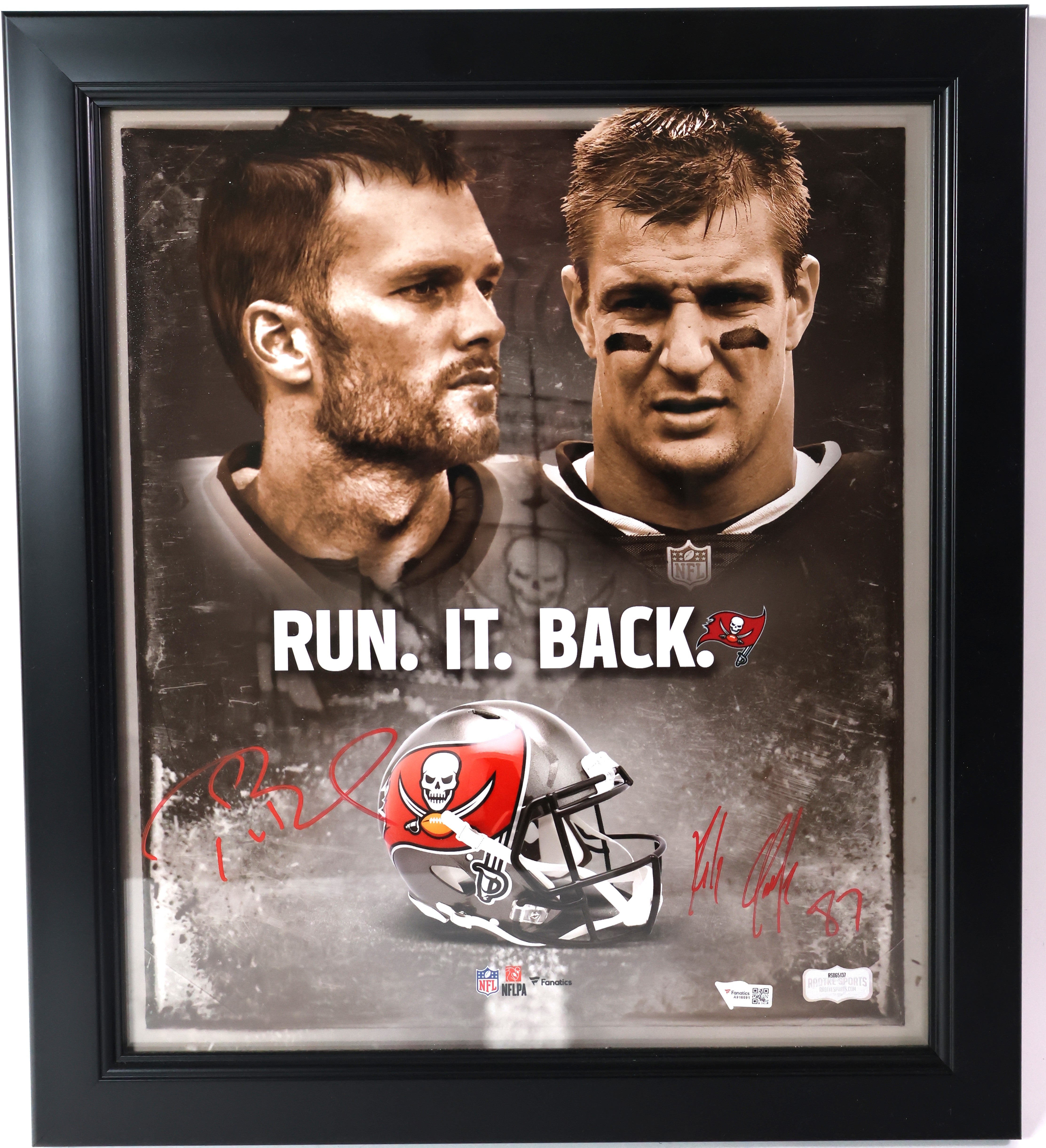 Tom Brady/Rob Gronkowski Autographed Framed (15x17) 11x14 Photo Fanatics COA