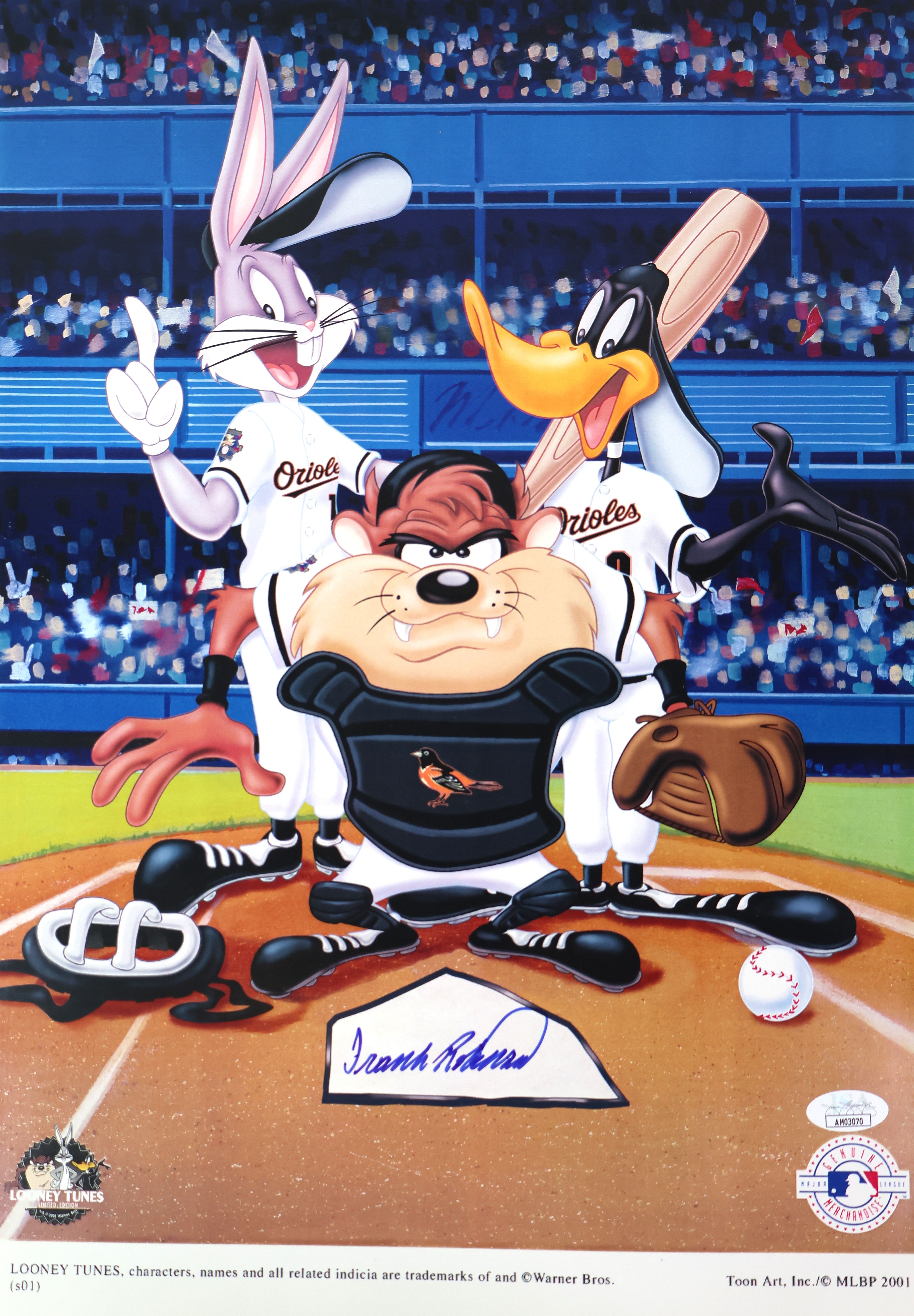 Frank Robinson Autographed Looney Tunes Orioles Print JSA COA