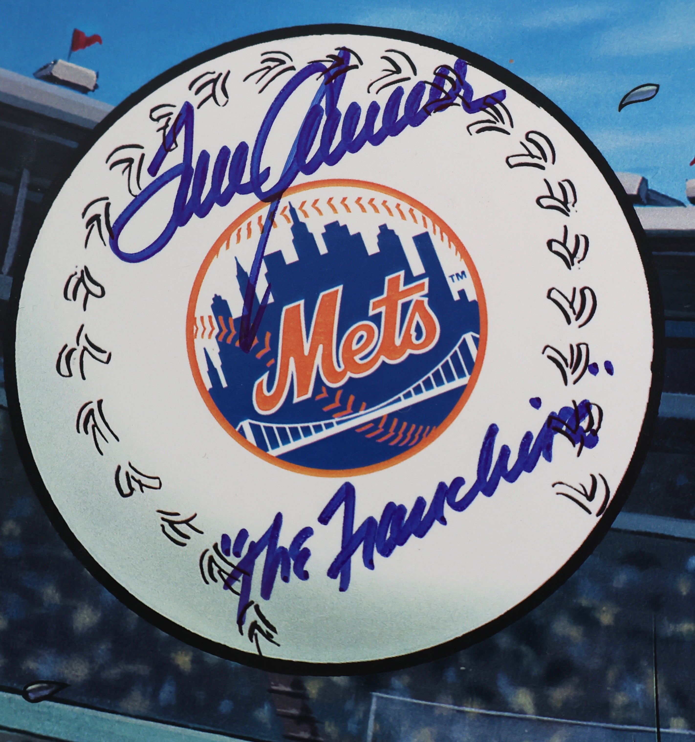 Tom Seaver Autographed/Inscribed "The Fanchise" Popeye/Mets Print JSA COA