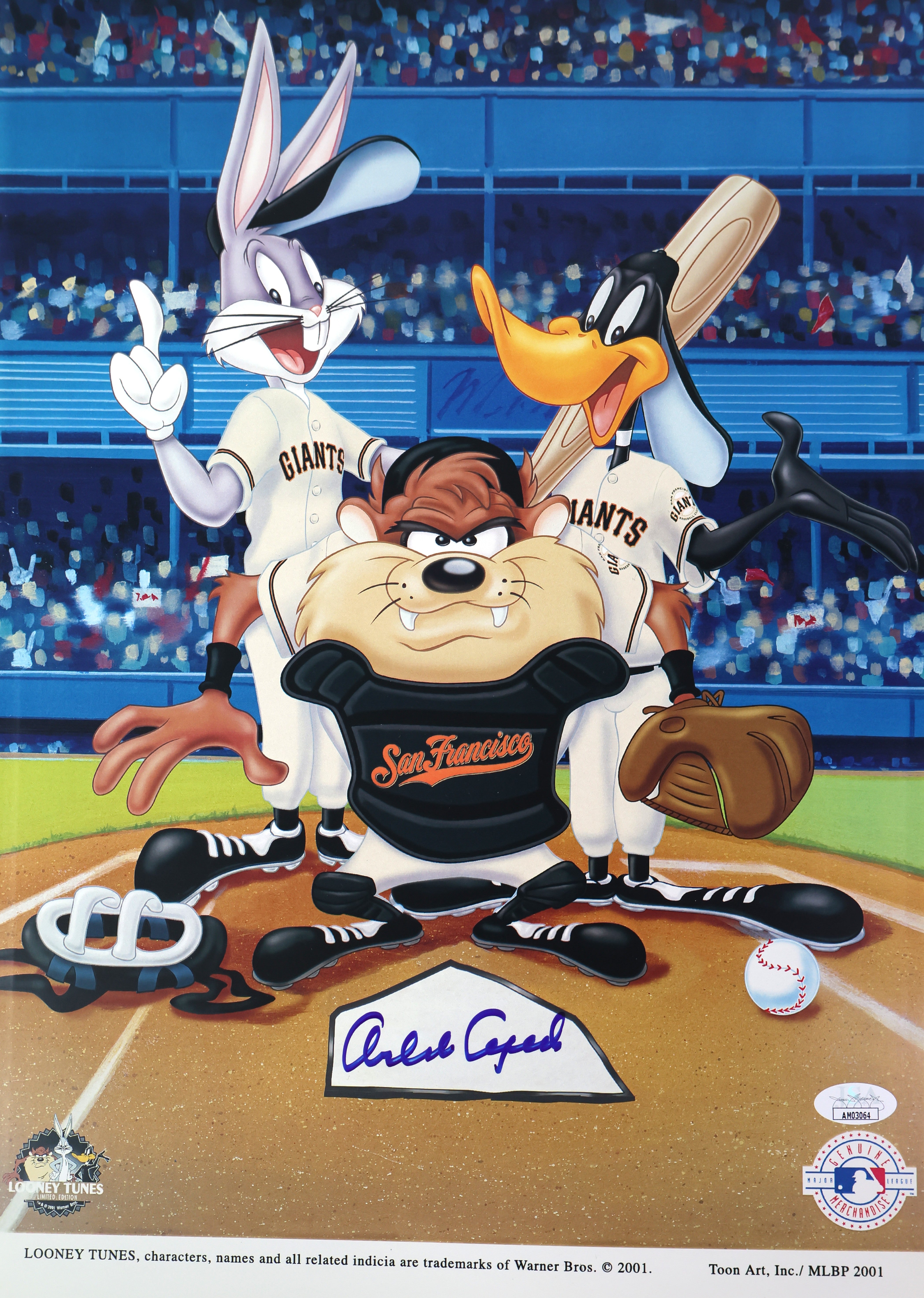 Orlando Cepeda Autographed San Francisco Giants Looney Tunes Print JSA COA