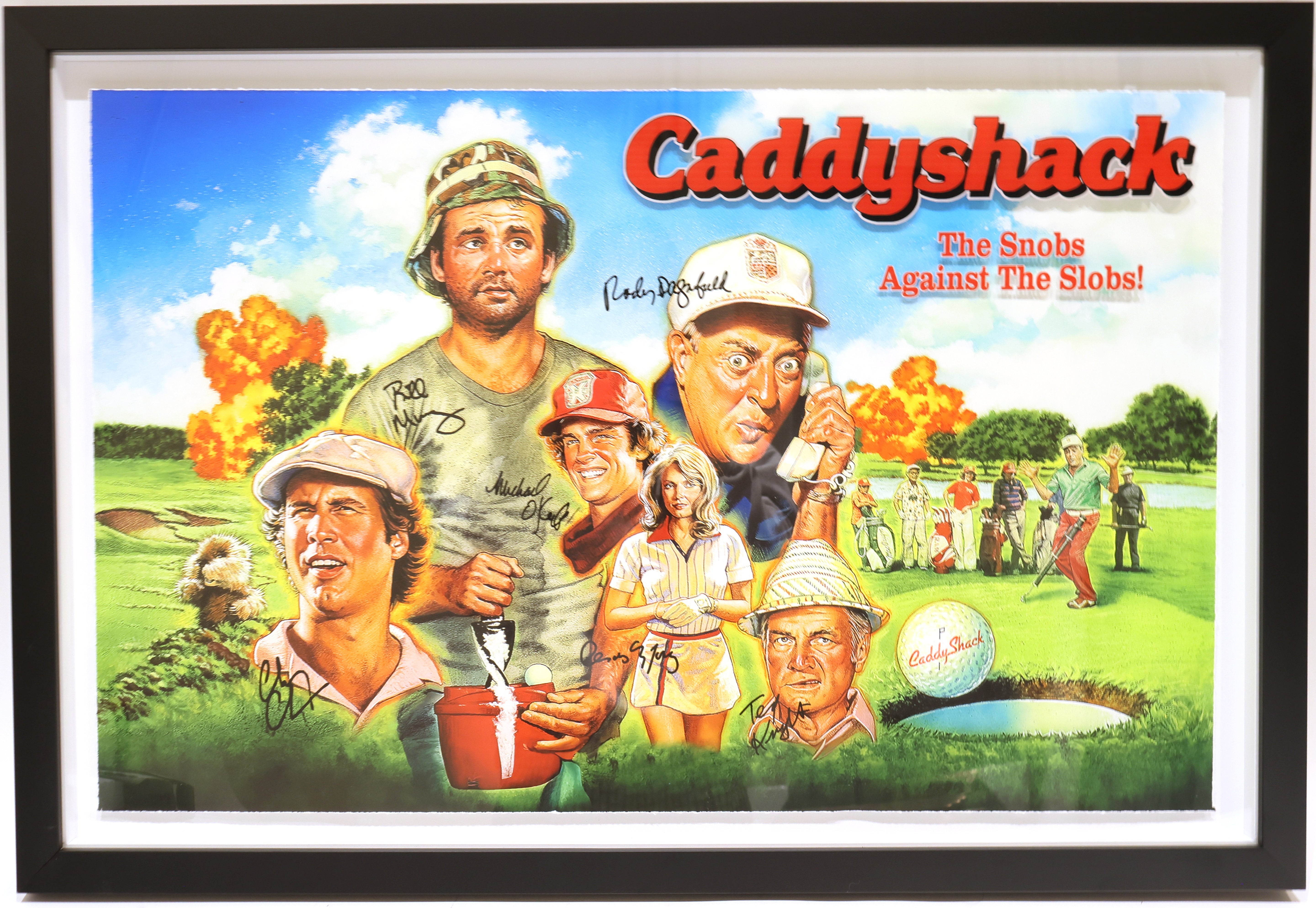 Caddyshack Six Facsimile Signatures 31.5"x21.5" Framed "The Snobs Against the Slobs"