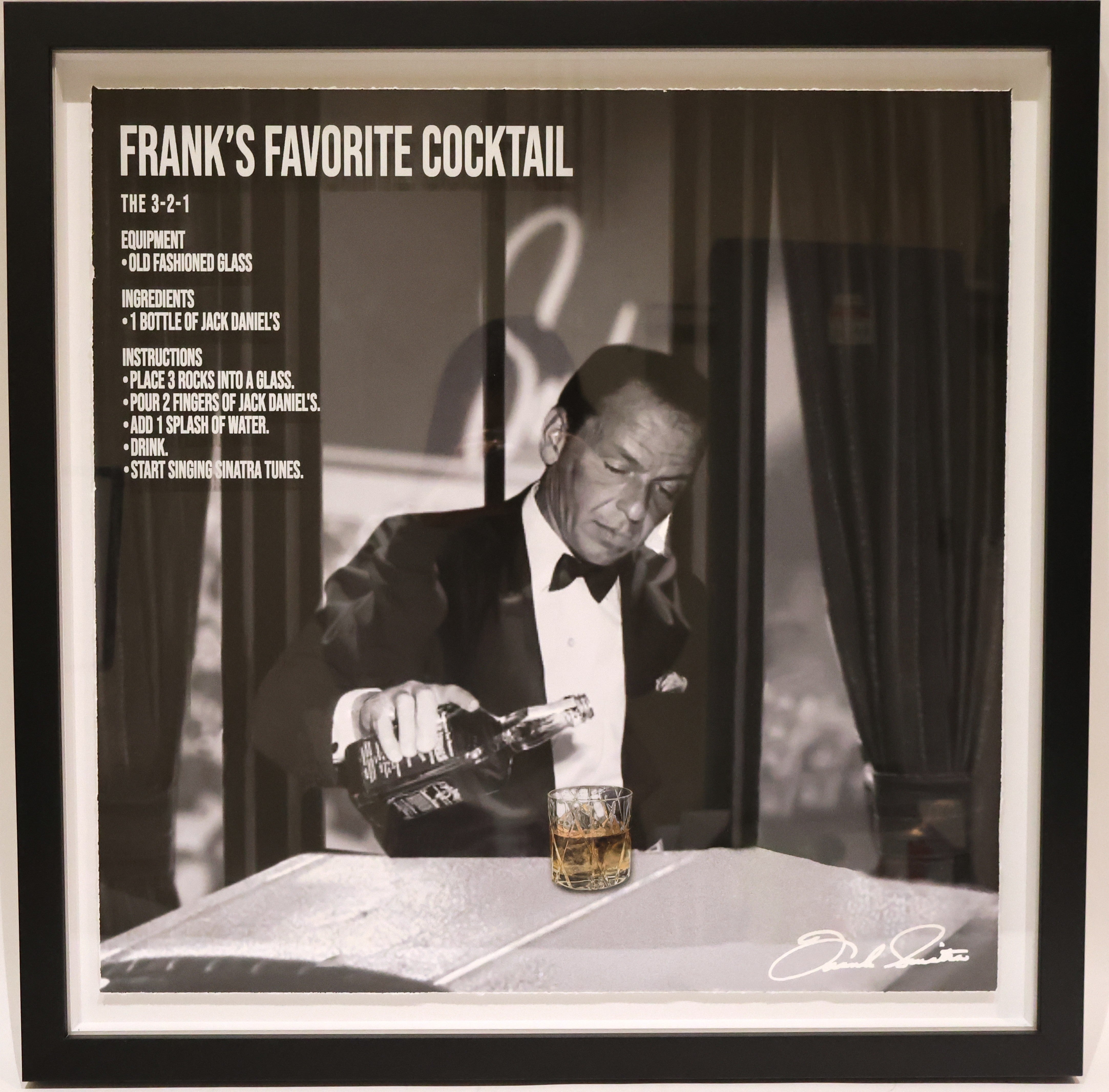 Frank's Favorite Cocktail 25.5"x25.5" Framed Photo with Frank Sinatra Laser Signature